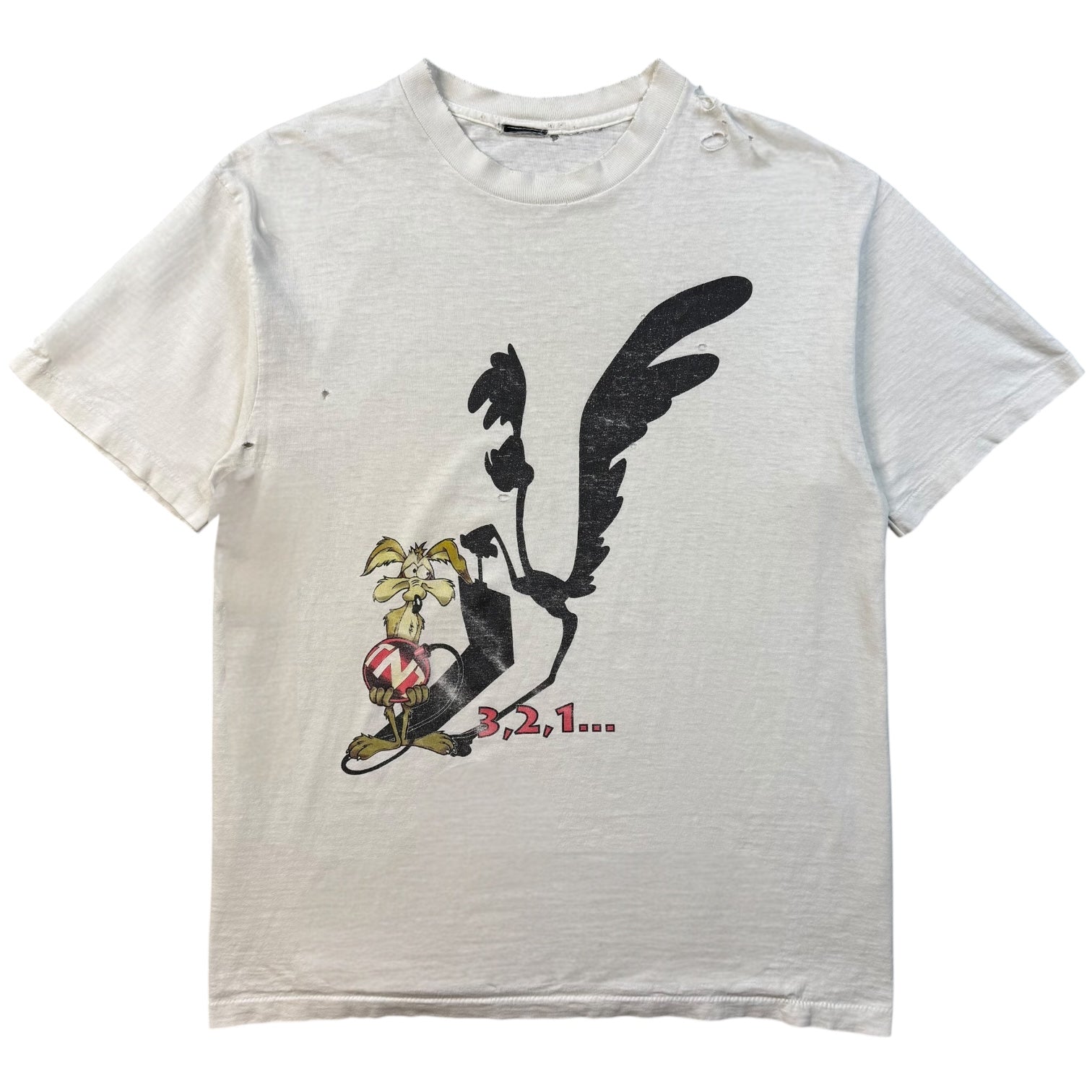 Vintage Looney Tunes Wile E. Coyote And Roadrunner Tee White