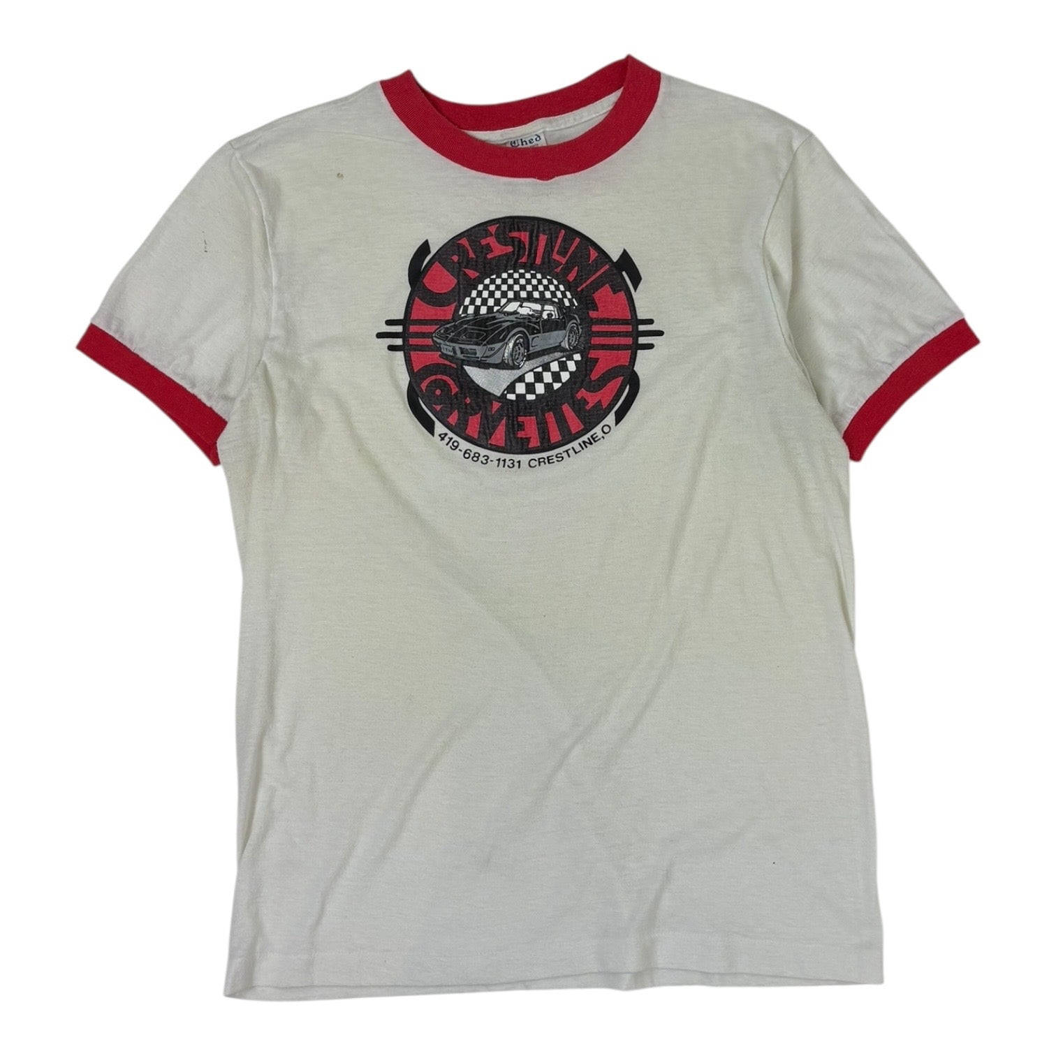 Vintage Ringer “Crestline Corvettes” T-Shirt White