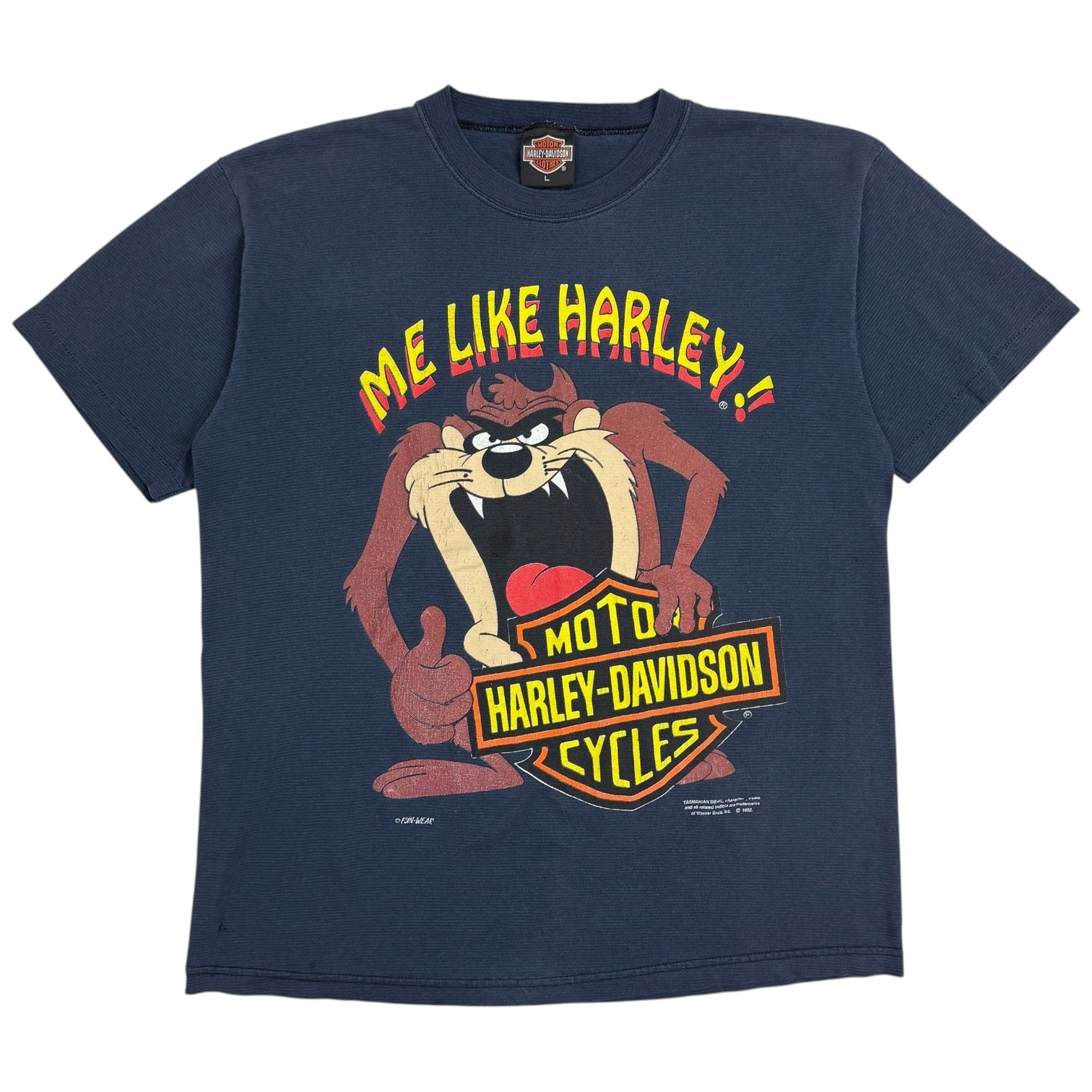 1992 Harley Davidson Taz ‘Me Like Harley!’ Tee Navy Blue