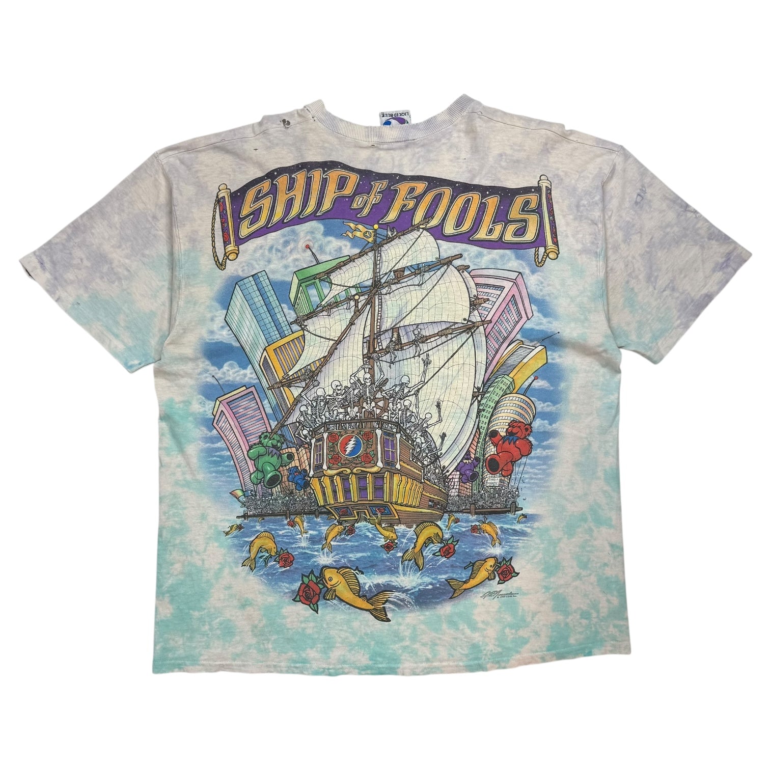 1993 Liquid Blue Grateful Dead Ship Of Fools Tee White