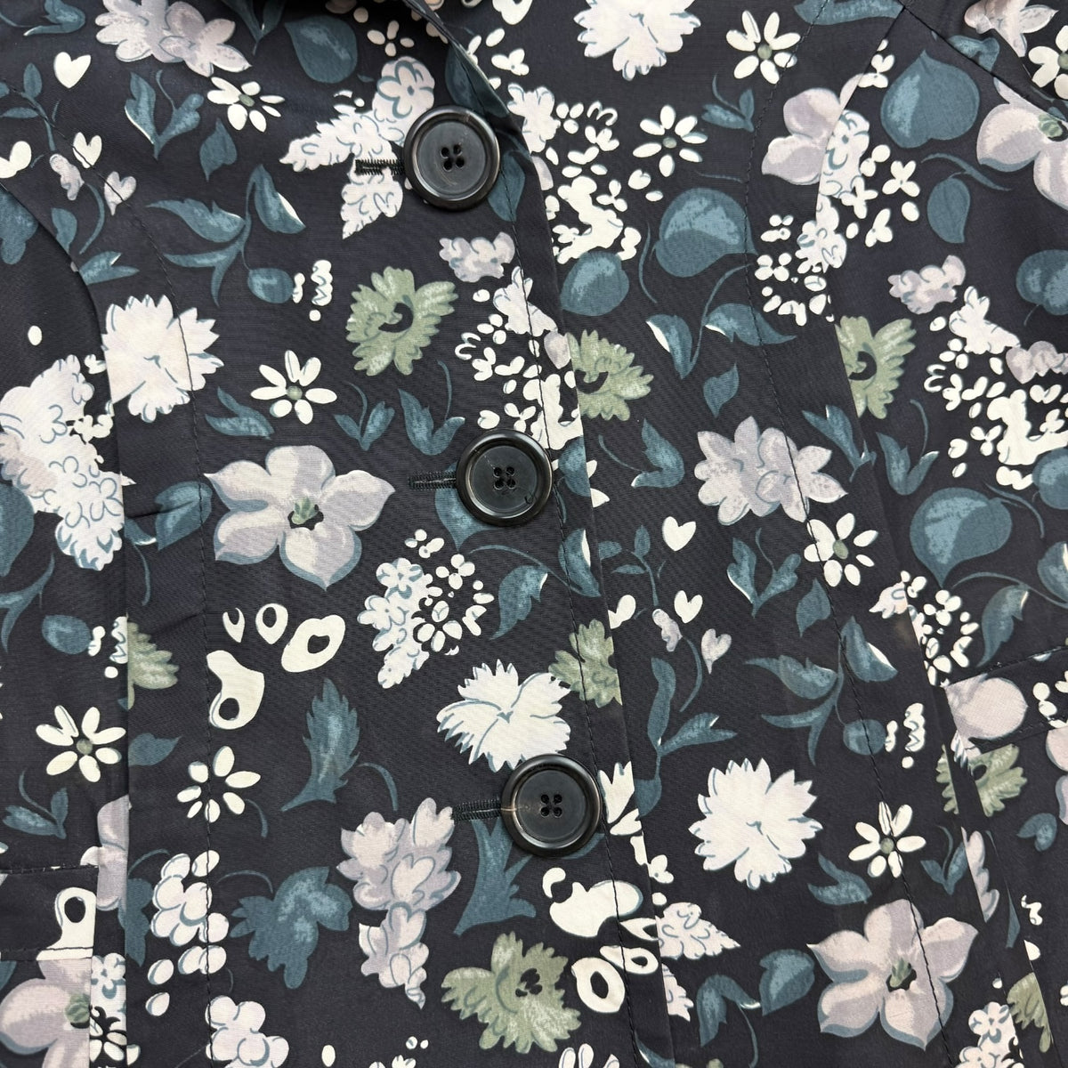 (W) Vintage Marc Jacobs Floral Print Coat Black