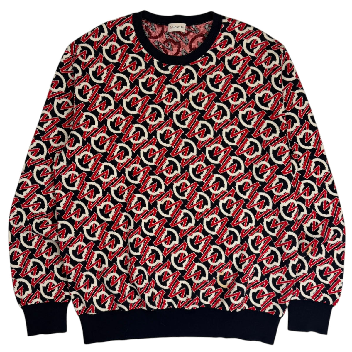 Moncler Jacquard Logo Crewneck Jumper Red