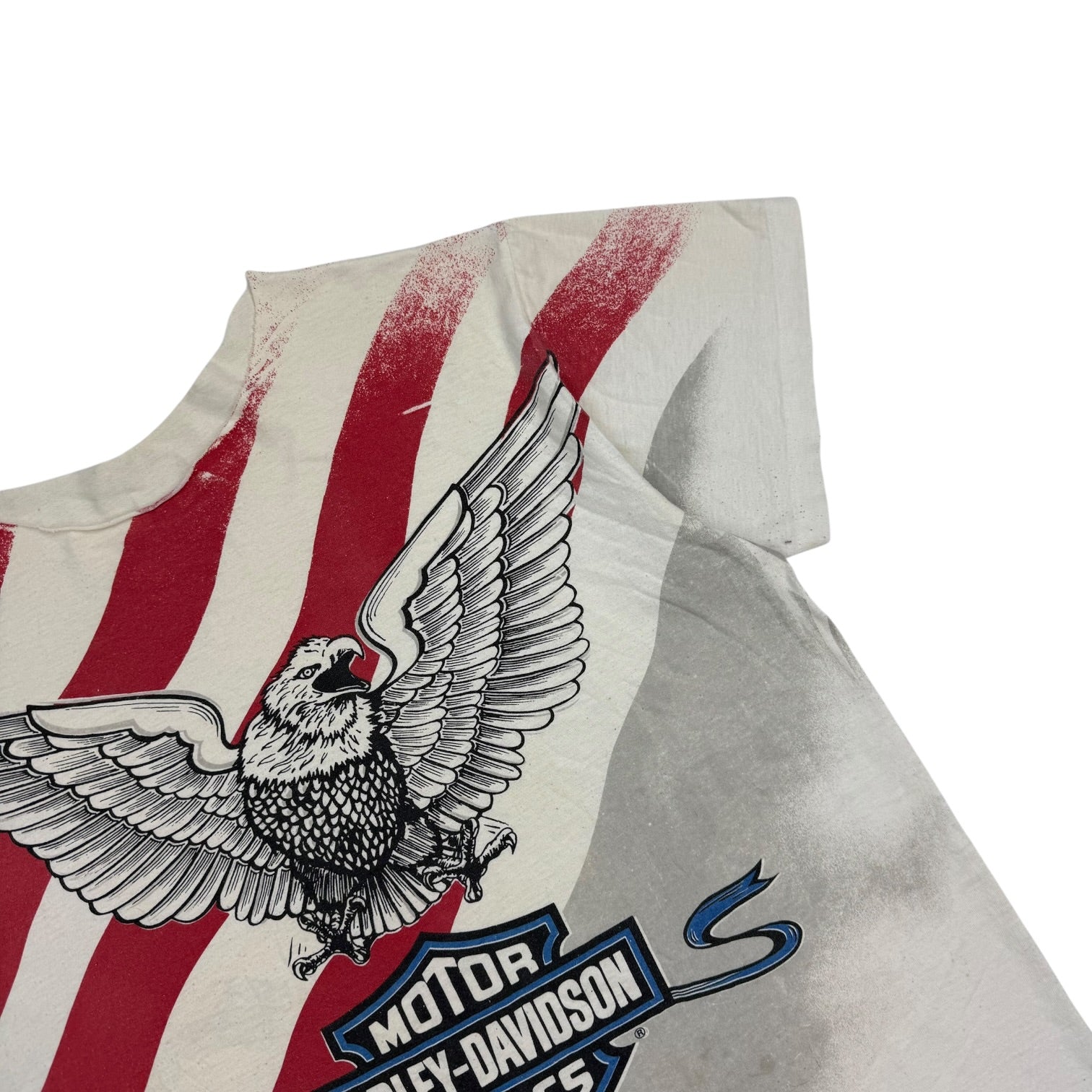 Vintage Harley Davidson USA Flag Tee White