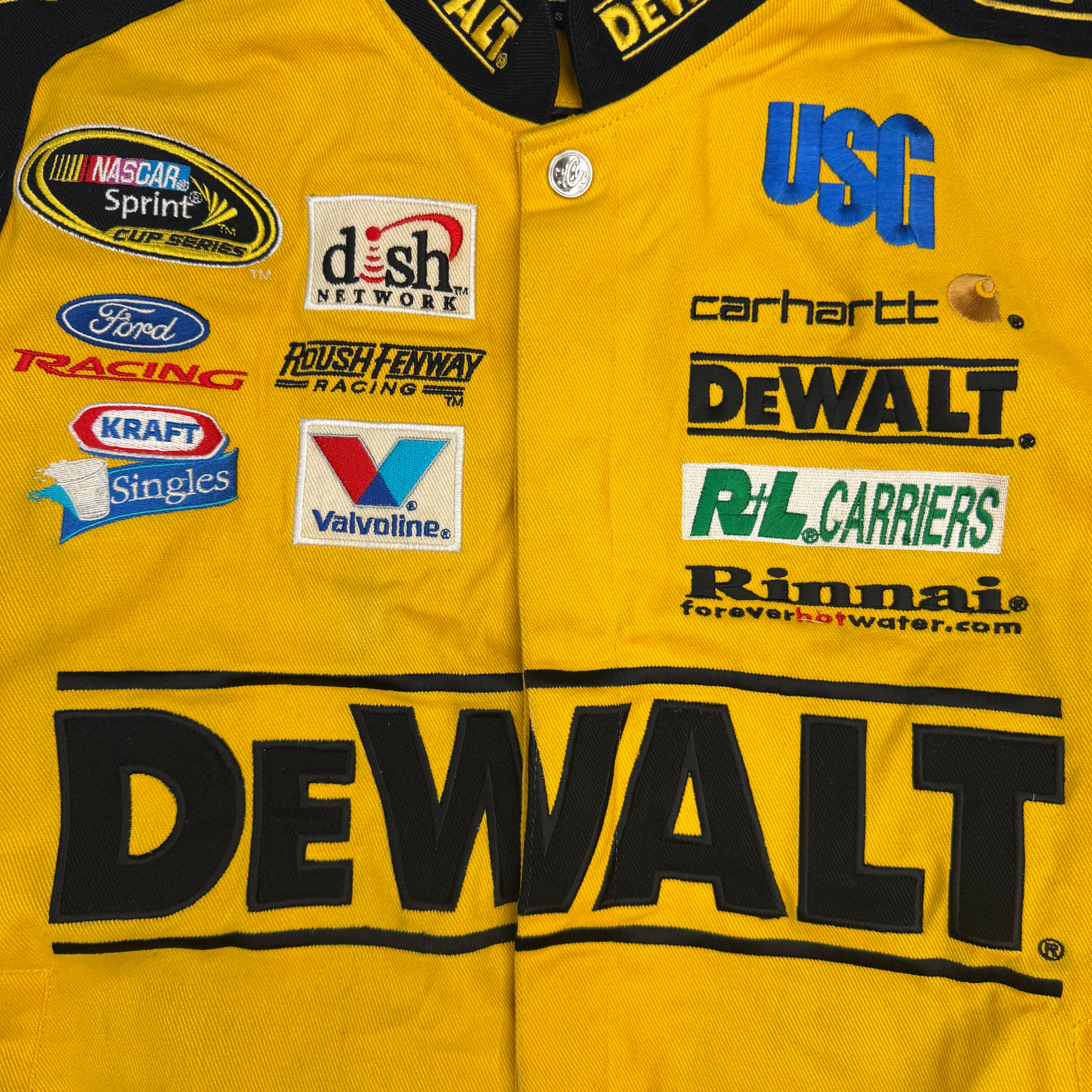 Vintage Chase Authentics NASCAR Dewalt Racing Jacket Yellow