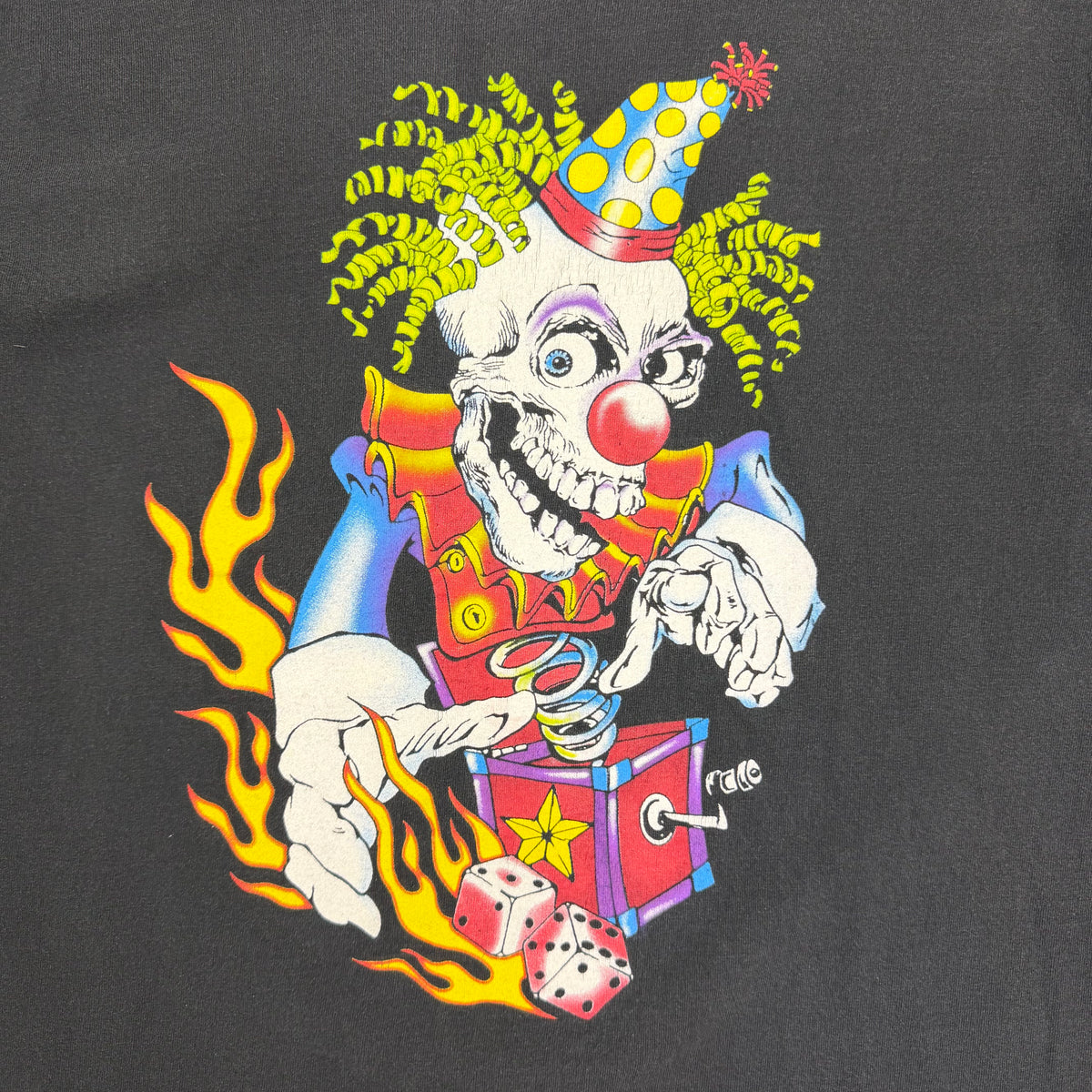 Vintage Six Flags Flame Jack In The Box Dice Longsleeve Blaxk