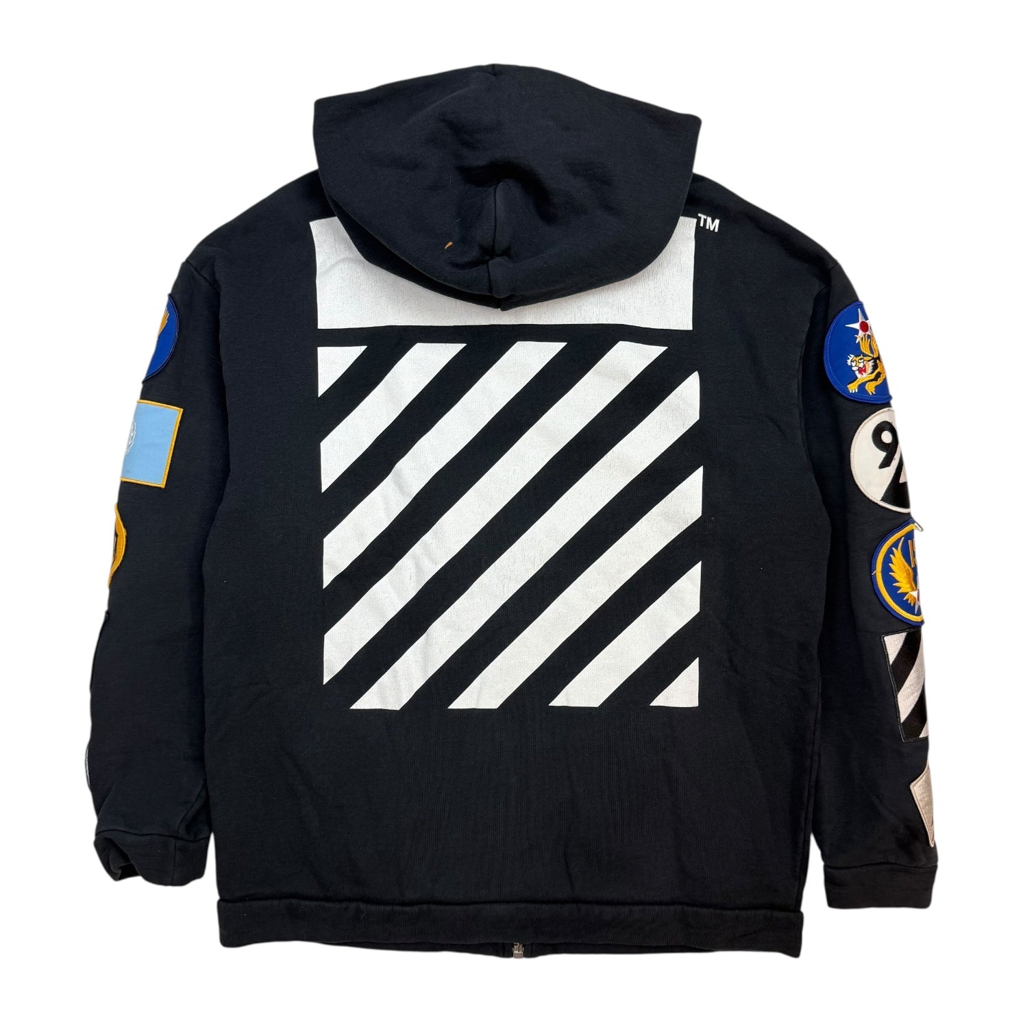 Off-White Embroidered Patch Zip Up Sweater Black