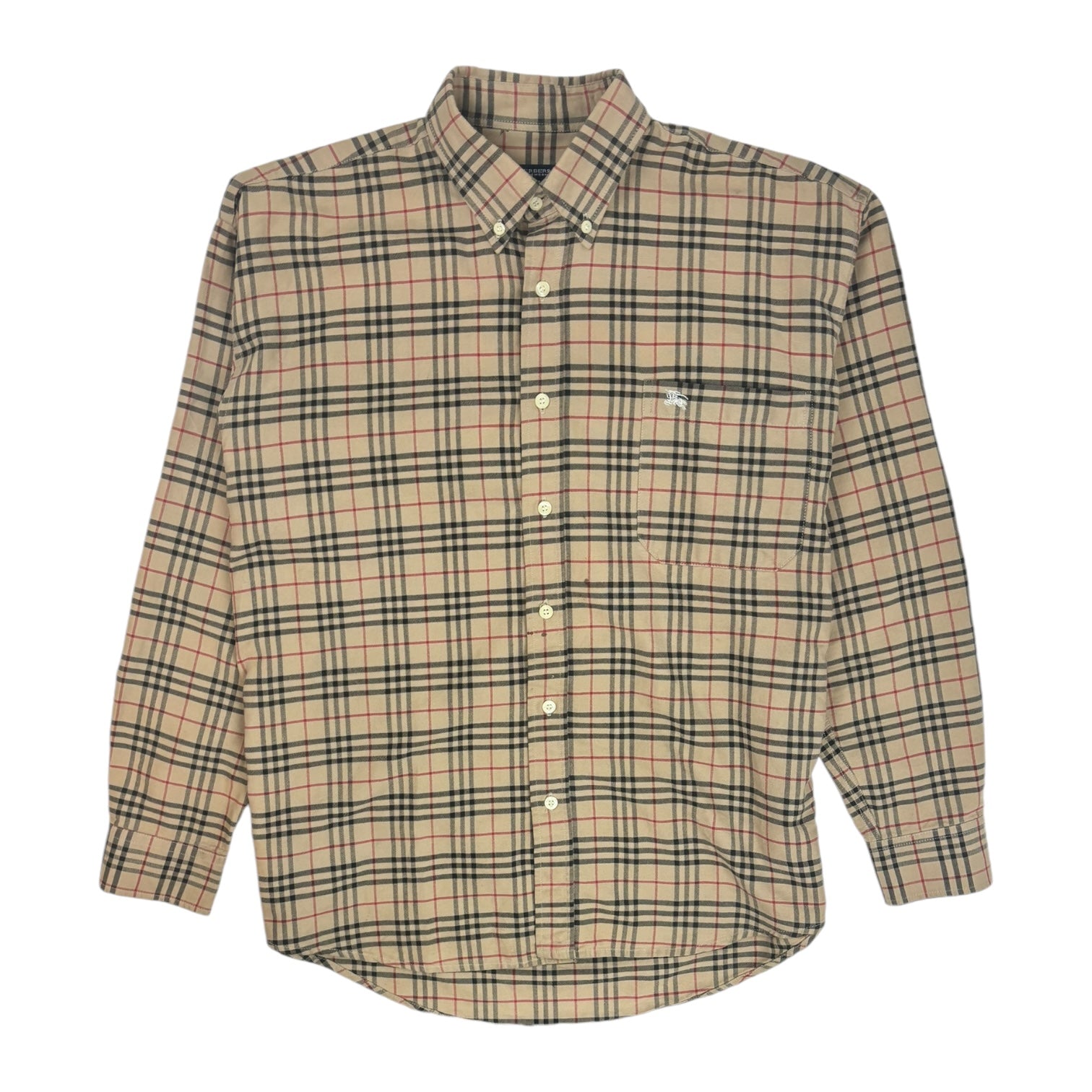 Burberry Plaid Oxford Button-Up Shirt Beige