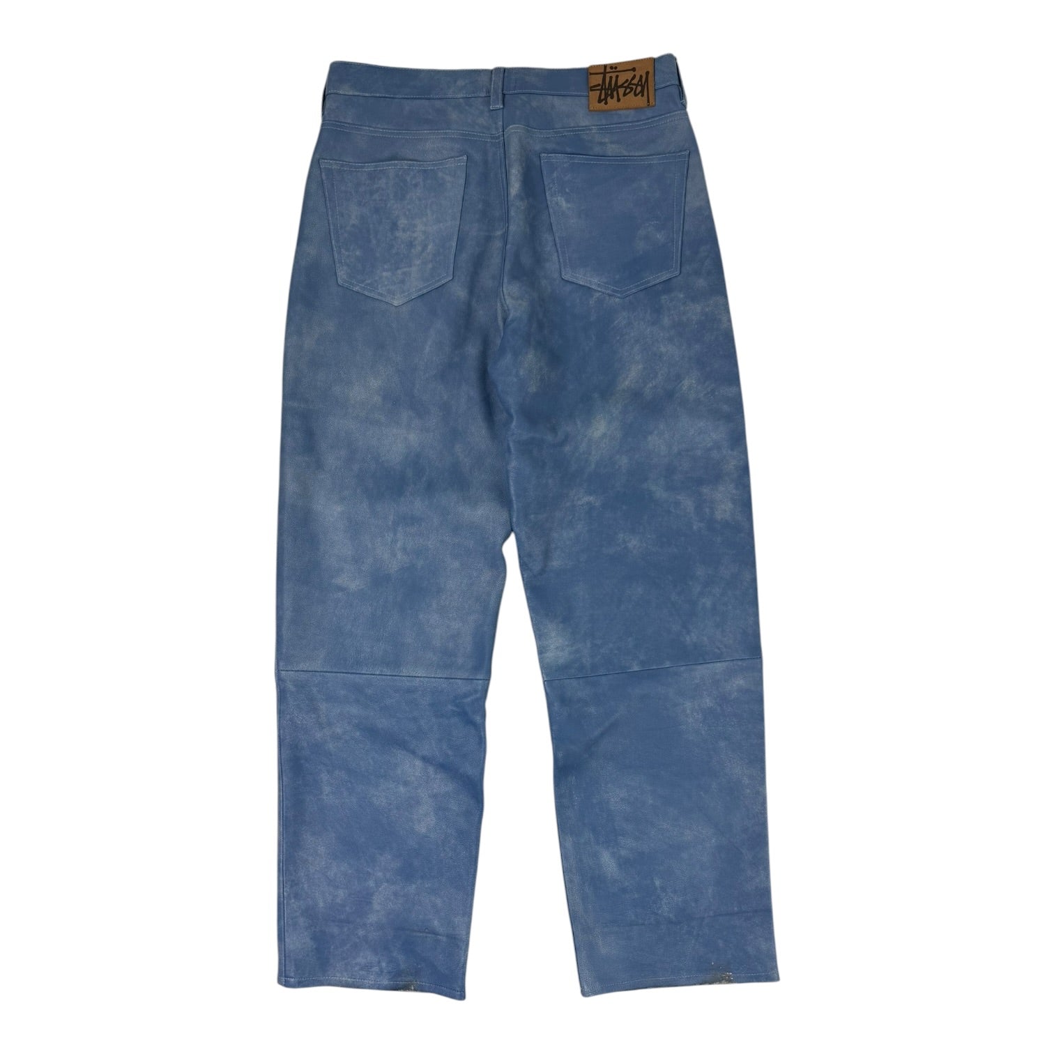 Stussy Big Ol Stonewashed Leather Pants Blue