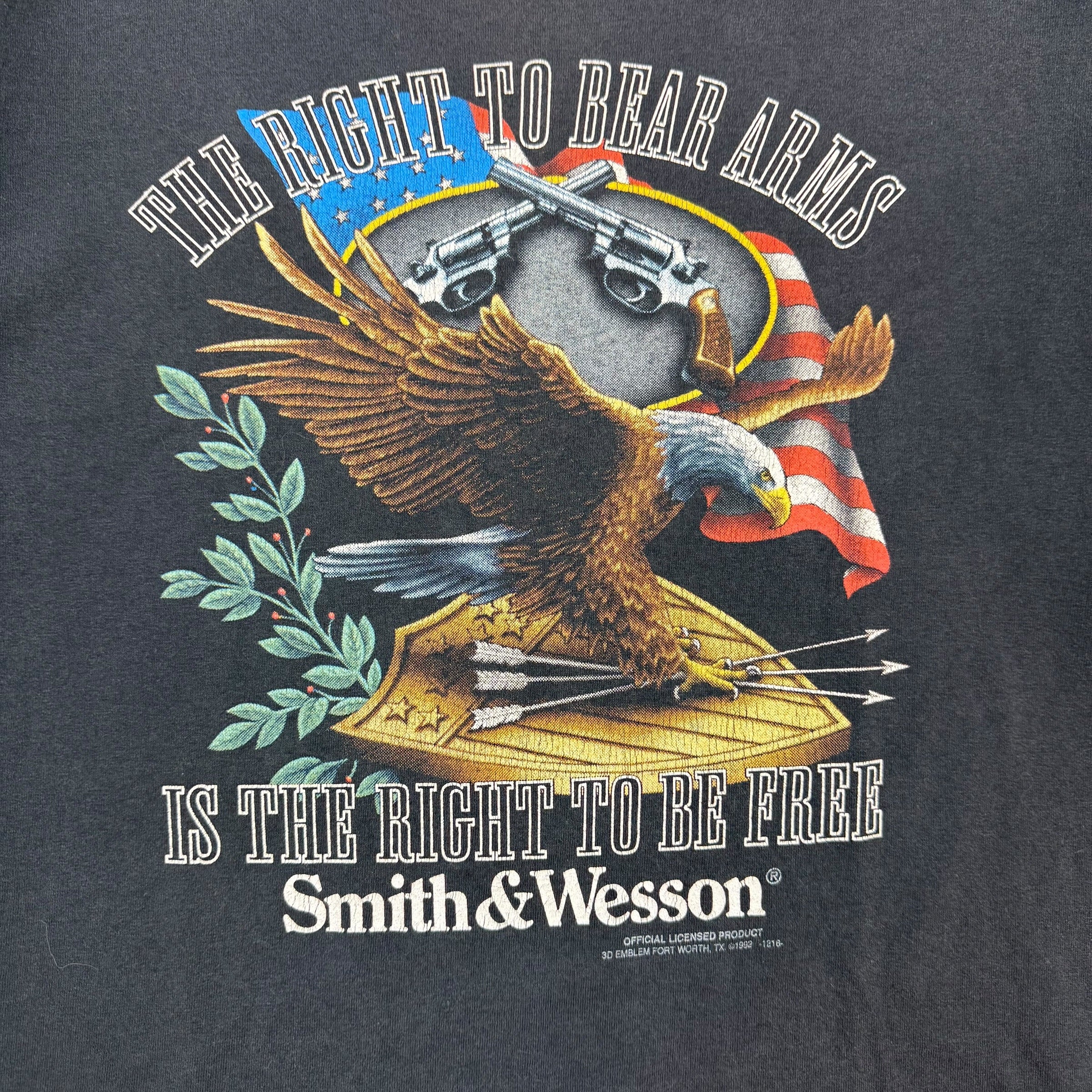 Vintage 3D Emblem Smith & Wesson ‘The Right To Bear Arms…’ Tee Black