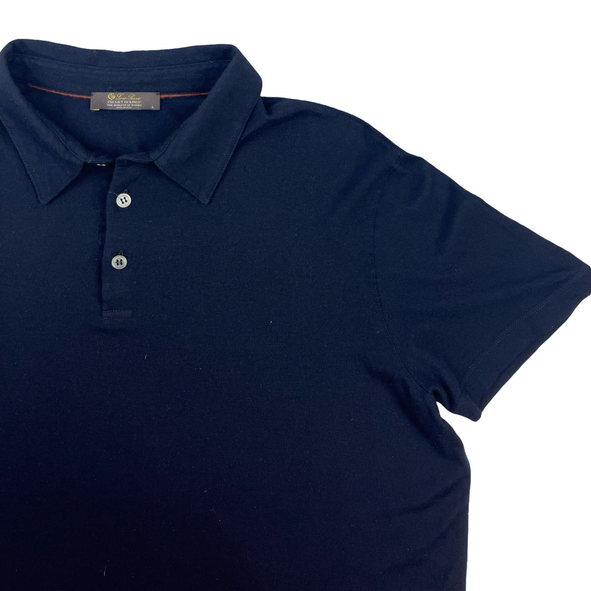 Loro Piana Cashmere Pique Polo Shirt Navy