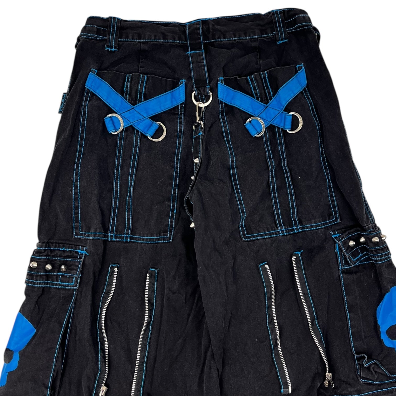 Vintage Y2K Tripp NYC Goth Rave Skull Baggy Pant Black/Blue