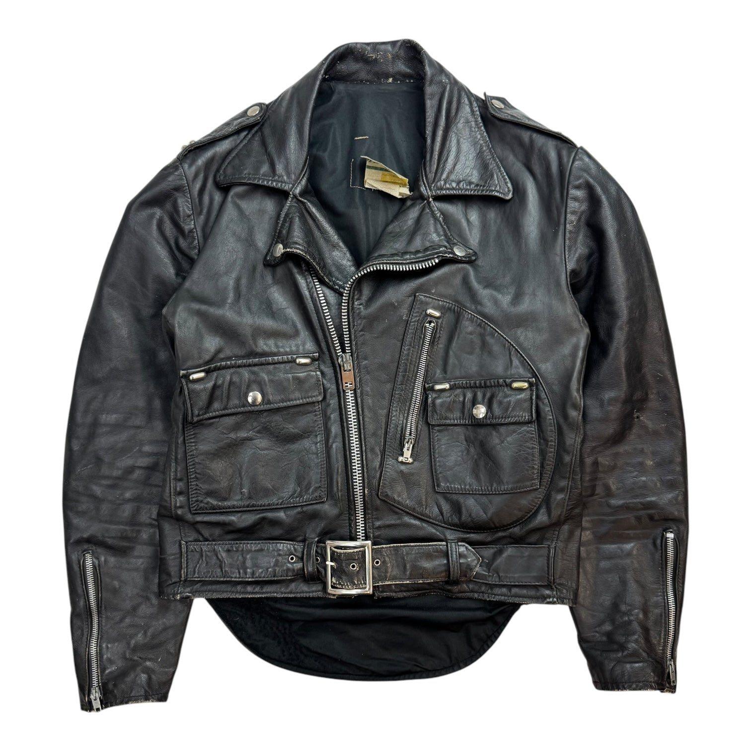 Vintage Biker Leather Jacket Black