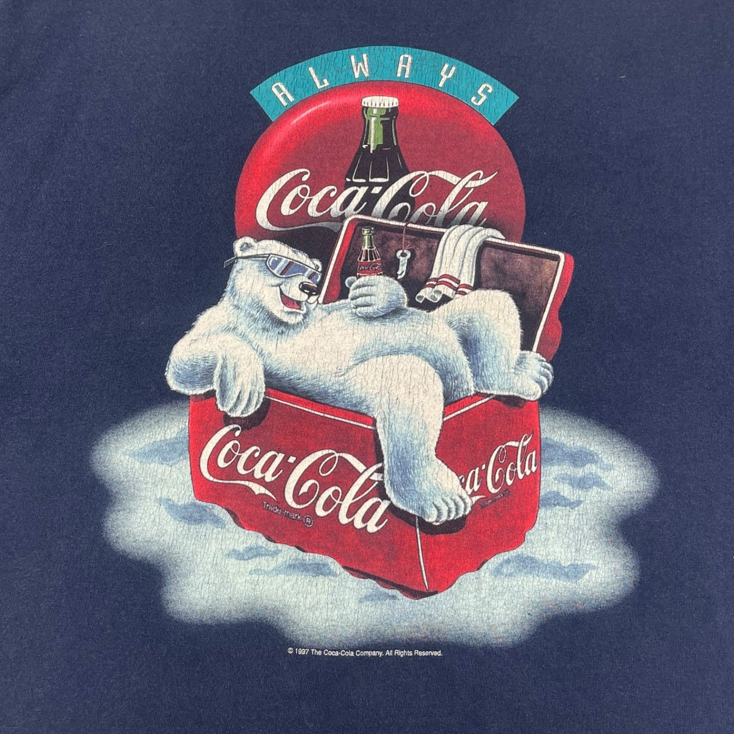 1997 Coca-Cola Bear Promo T-Shirt Navy