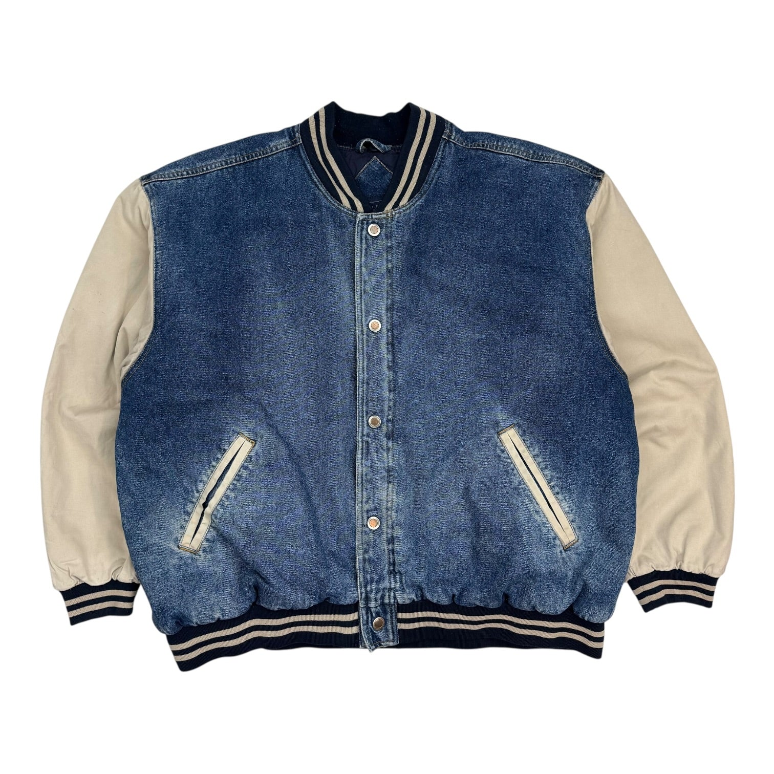 Vintage Denim Bomber Jacket Medium Wash