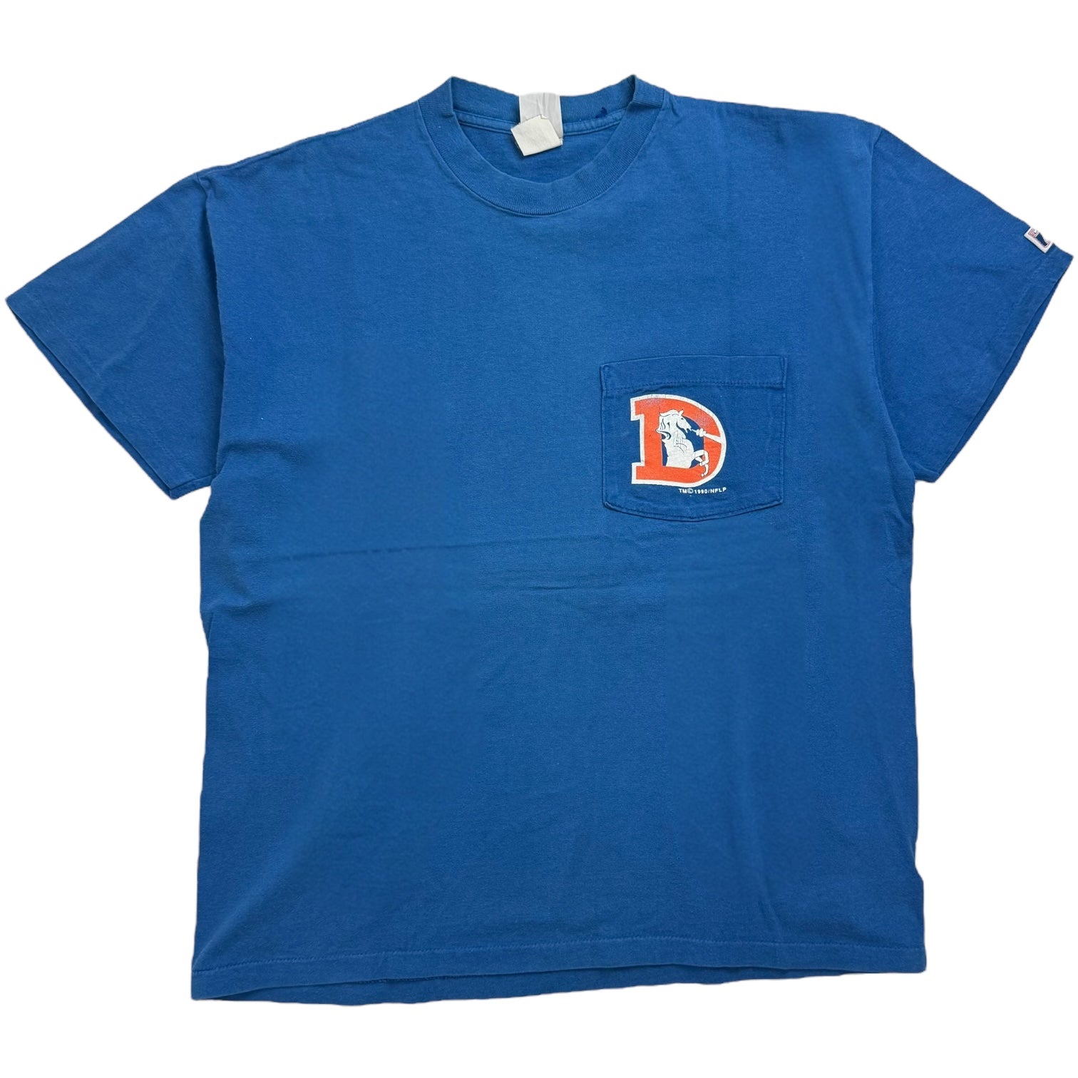 1990 Logo-7 Denver Broncos Tee Blue