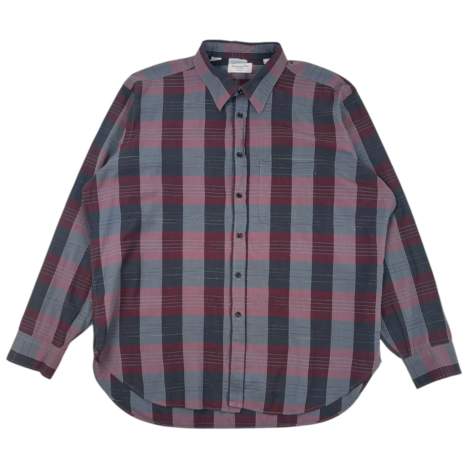 Christian Dior Monsieur Plaid Button-Up Dress Shirt Red/Grey