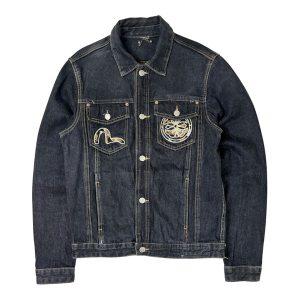 Evisu Embroidered Brocade Seagull Denim Jacket Dark Wash