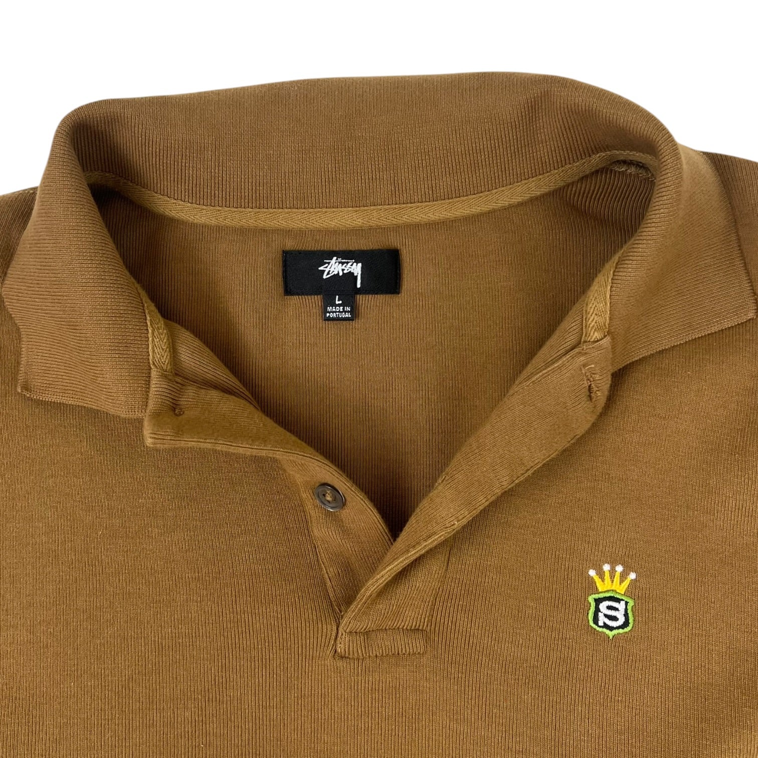 Stüssy Long-Sleeve Rib Polo Light Brown