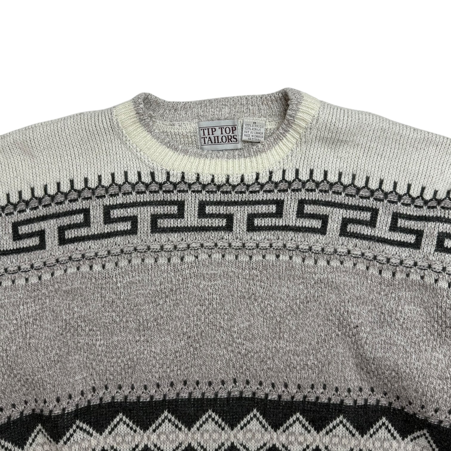 Vintage Tip Top Knit Sweater White Grey