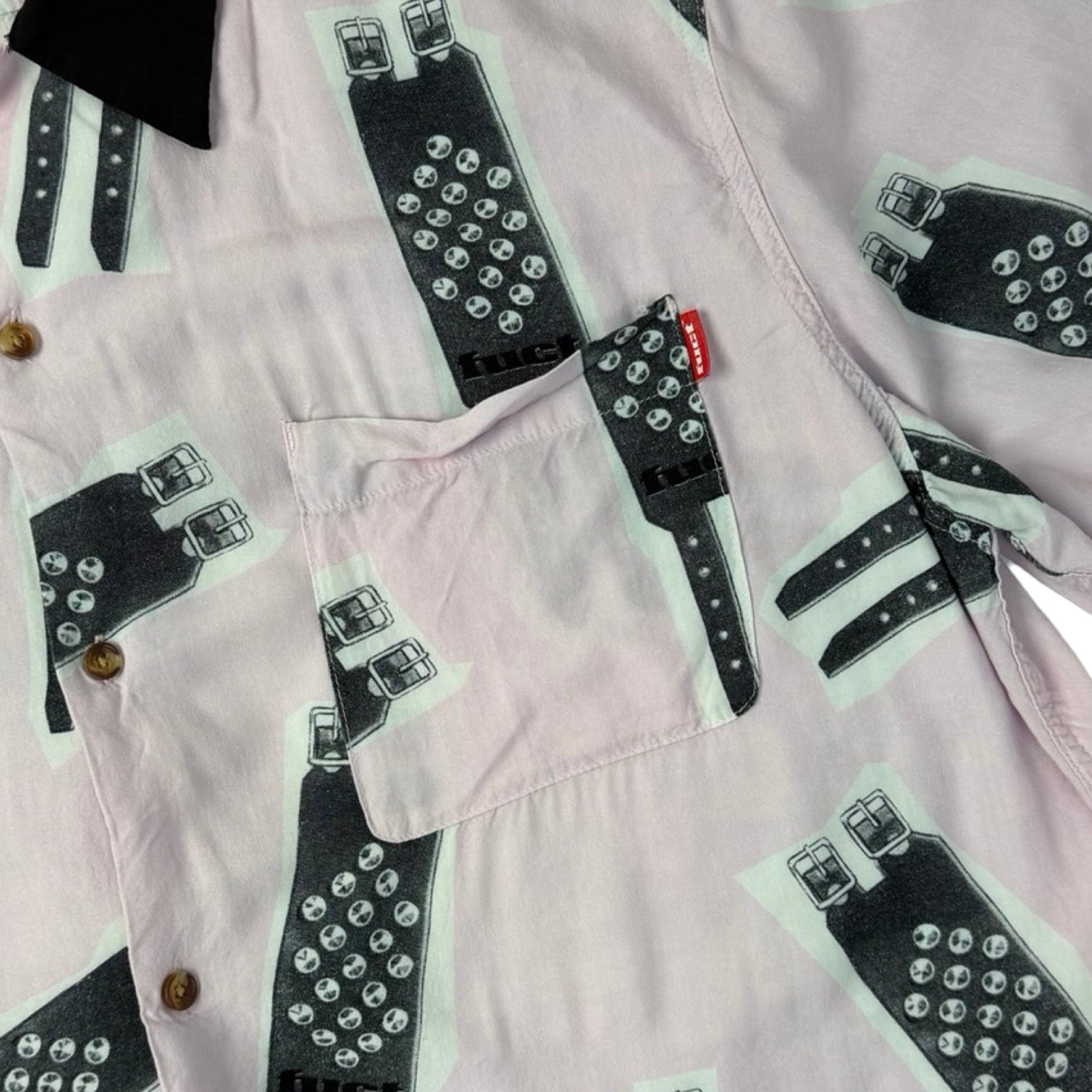 Fuct SSDD Wristband Rayon Button Down Shirt Pink