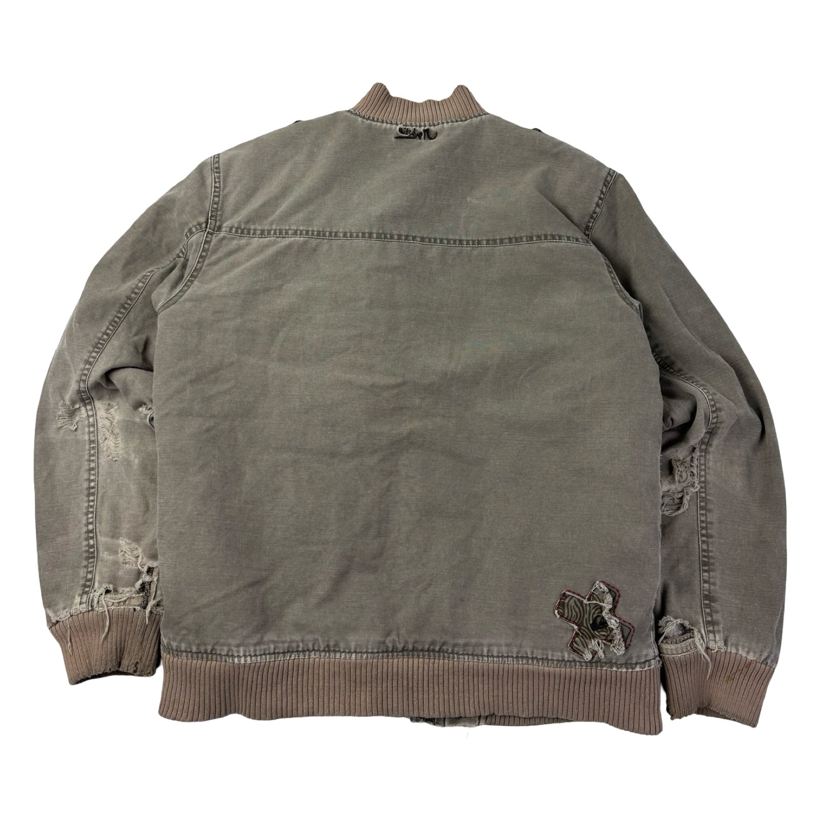 Vintage Y2K Quicksilver Distressed Bomber Jacket Faded Green
