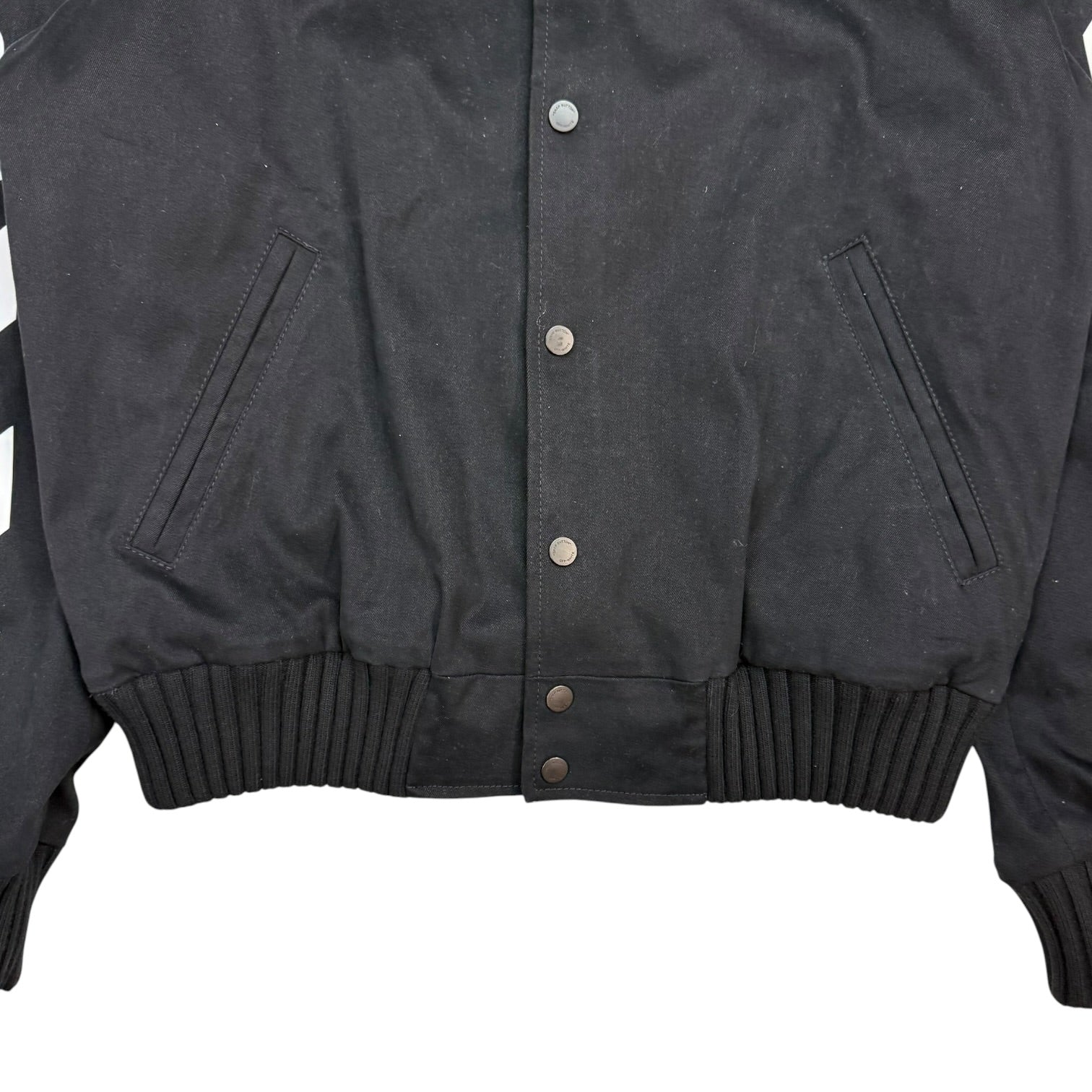 Off-White Black Diagonal Stripe Varsity Jacket