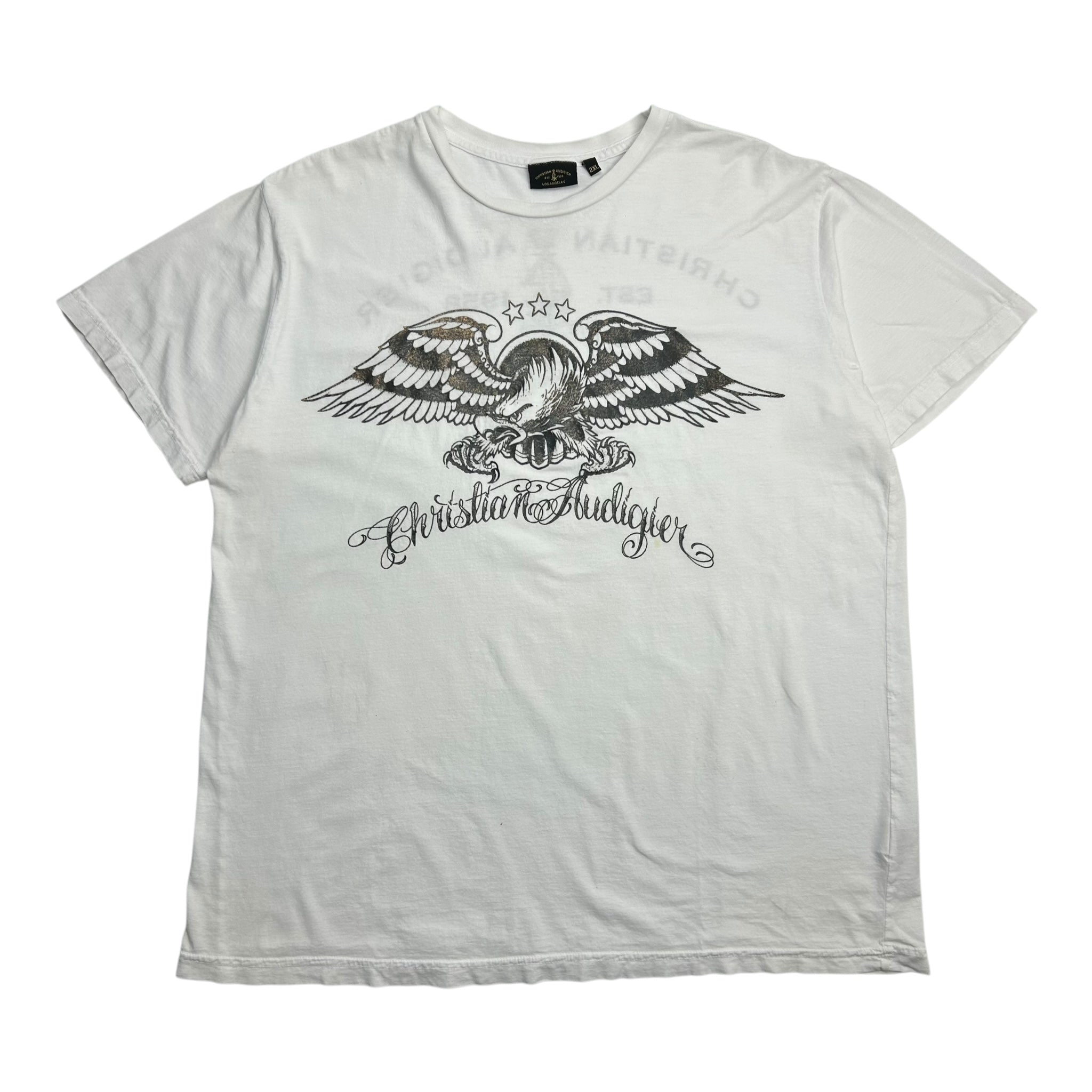 Vintage Y2K Christian Audigier Screaming Eagle Tee White