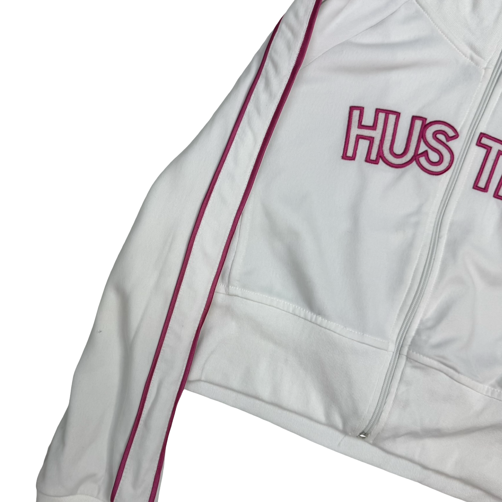 (W) Vintage Hustlers Cropped Track Jacket White/Pink
