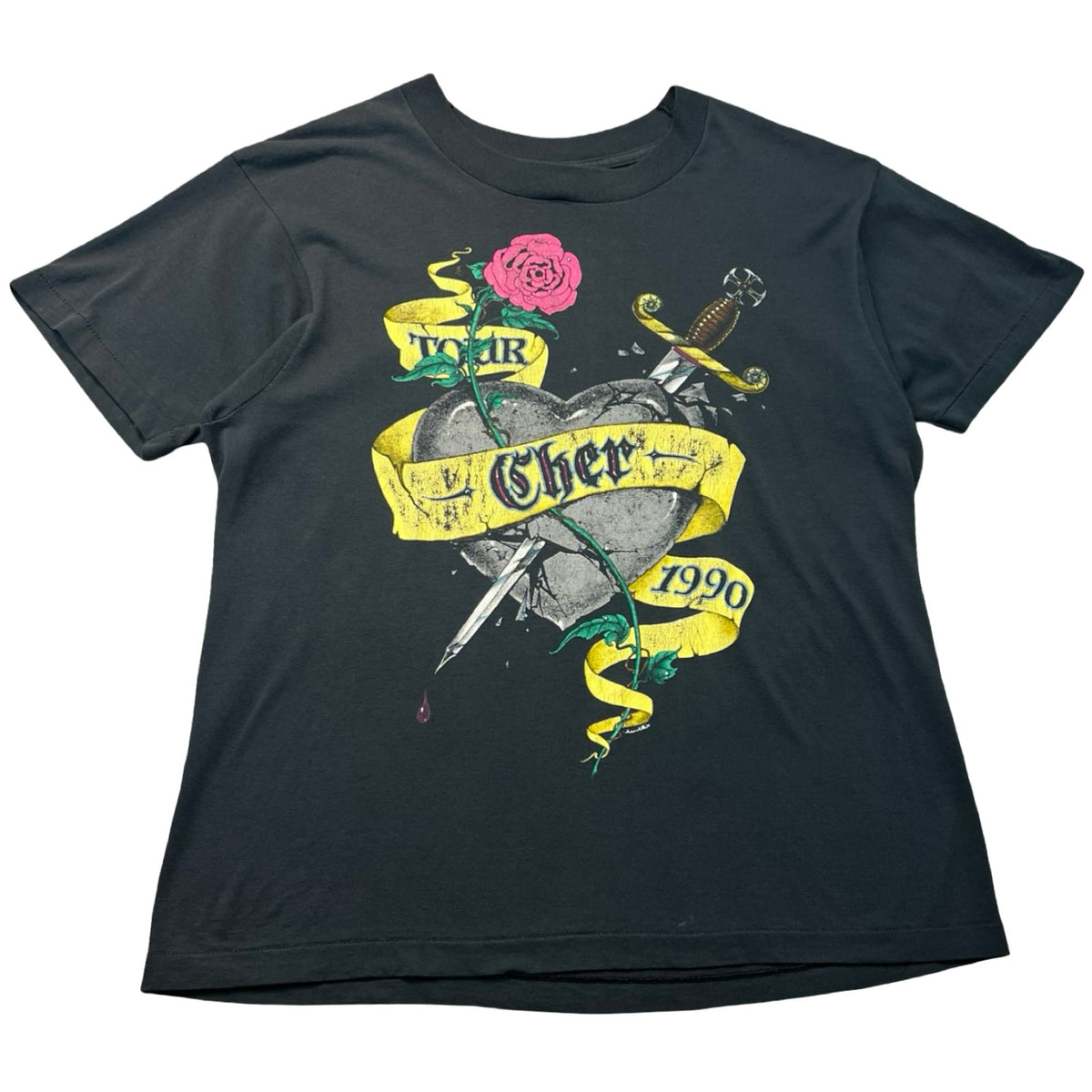 Vintage 1990 Cher Heart Of Stone Tour T-Shirt Black