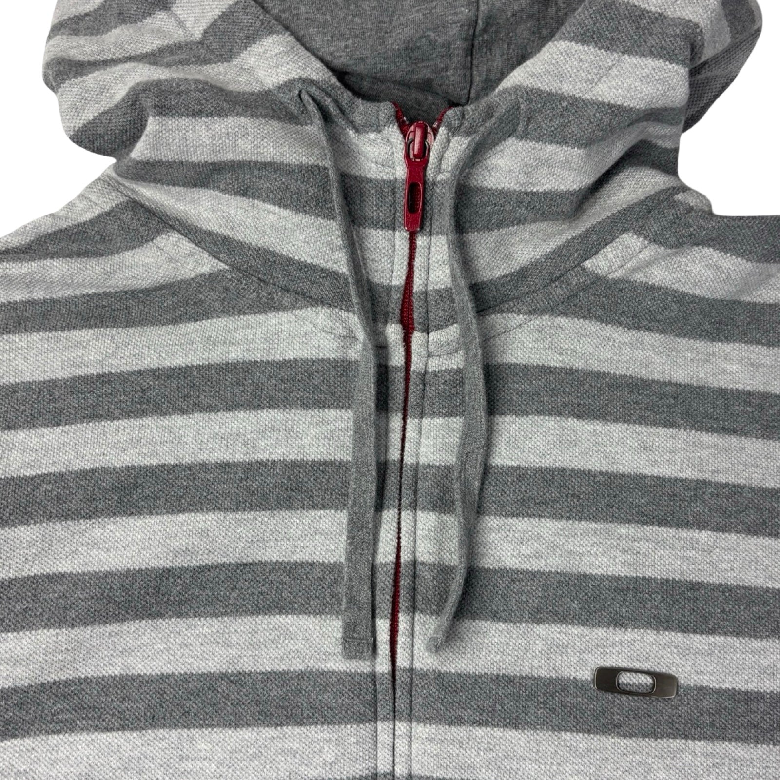 Y2K Oakley Striped Full-Zip Hoodie Grey