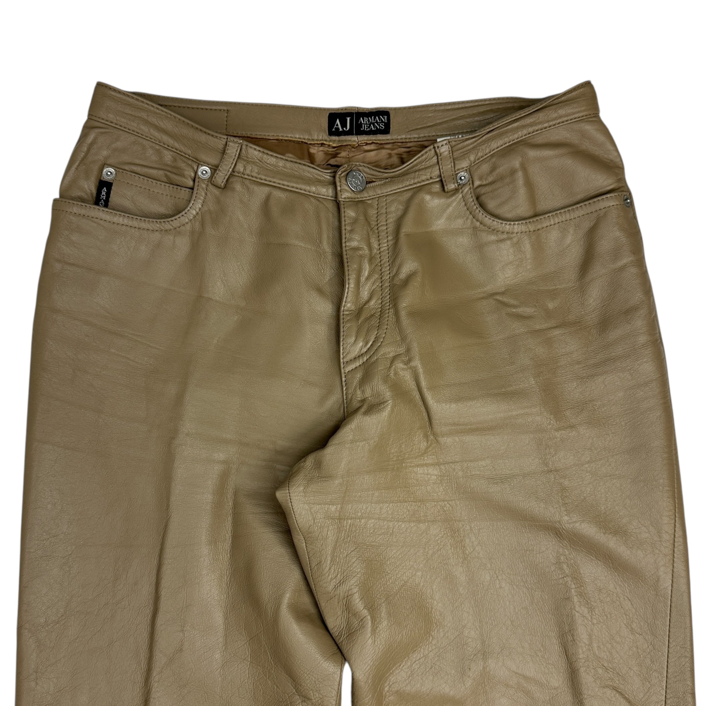 Vintage Armani Leather Pants Sand