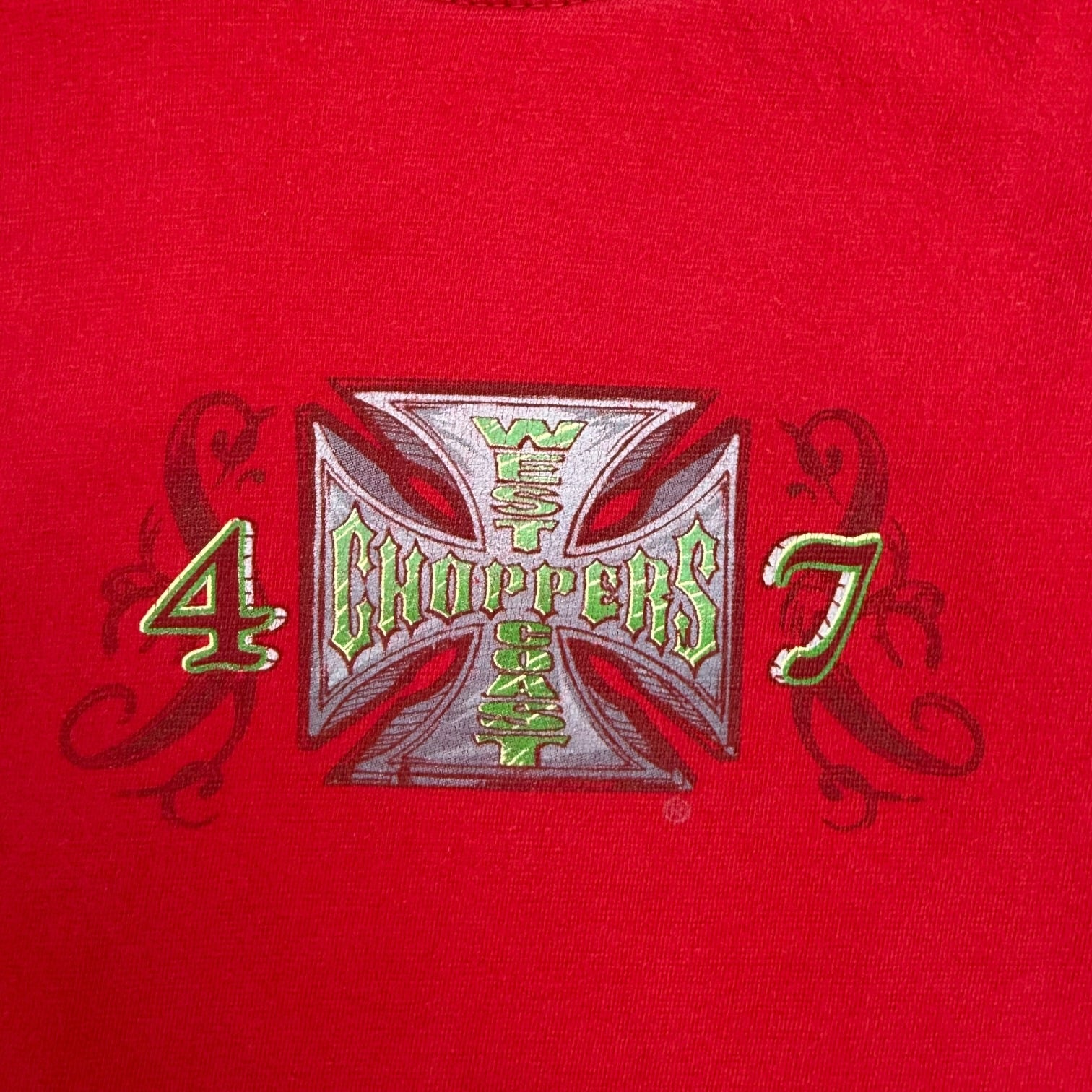 Vintage West Coast Choppers ‘Por Vida’ Double Layer L/S Tee Red