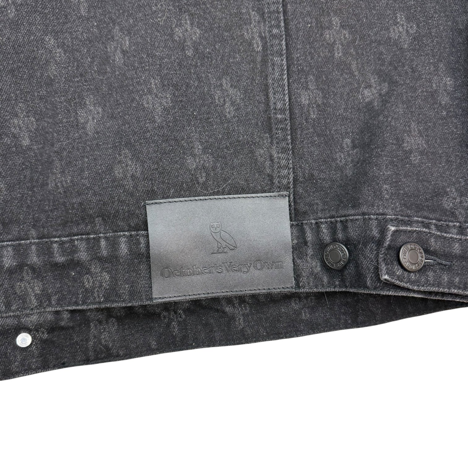 Octobers Very Own Monogram Owl Denim Jacket Black