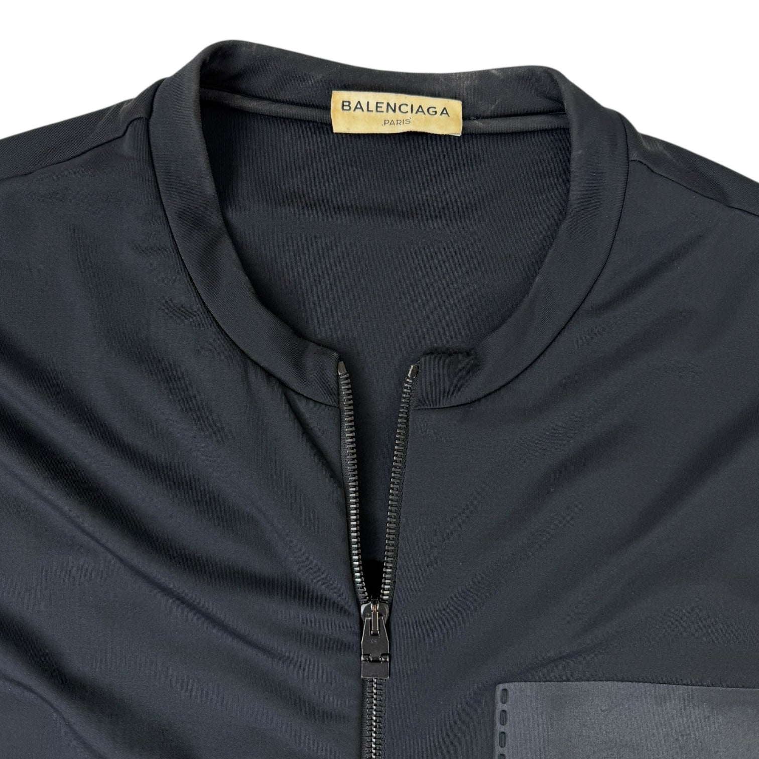 Balenciaga Leather Pouch Pocket Bomber Jacket Black