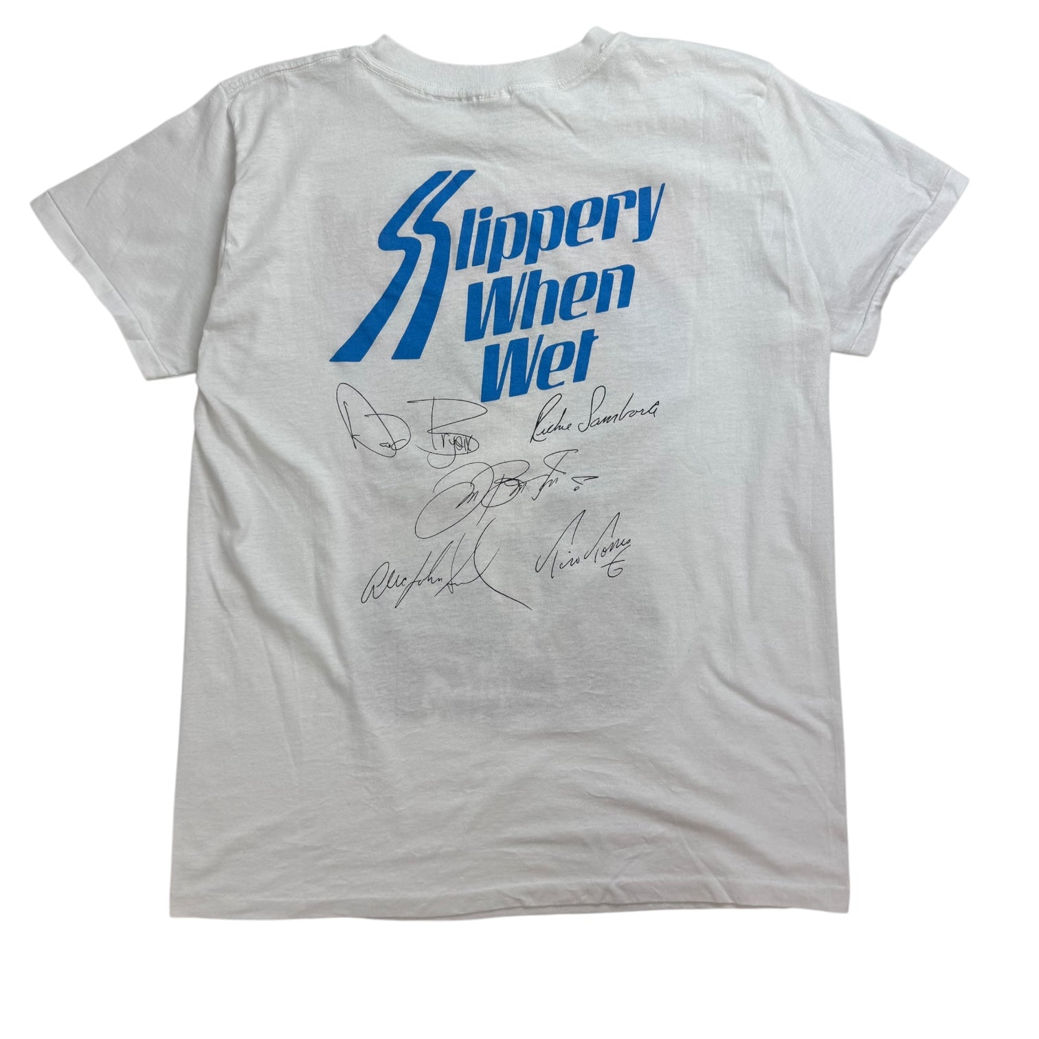 Vintage Bon Jovi Slippery When Wet Signature Tee White