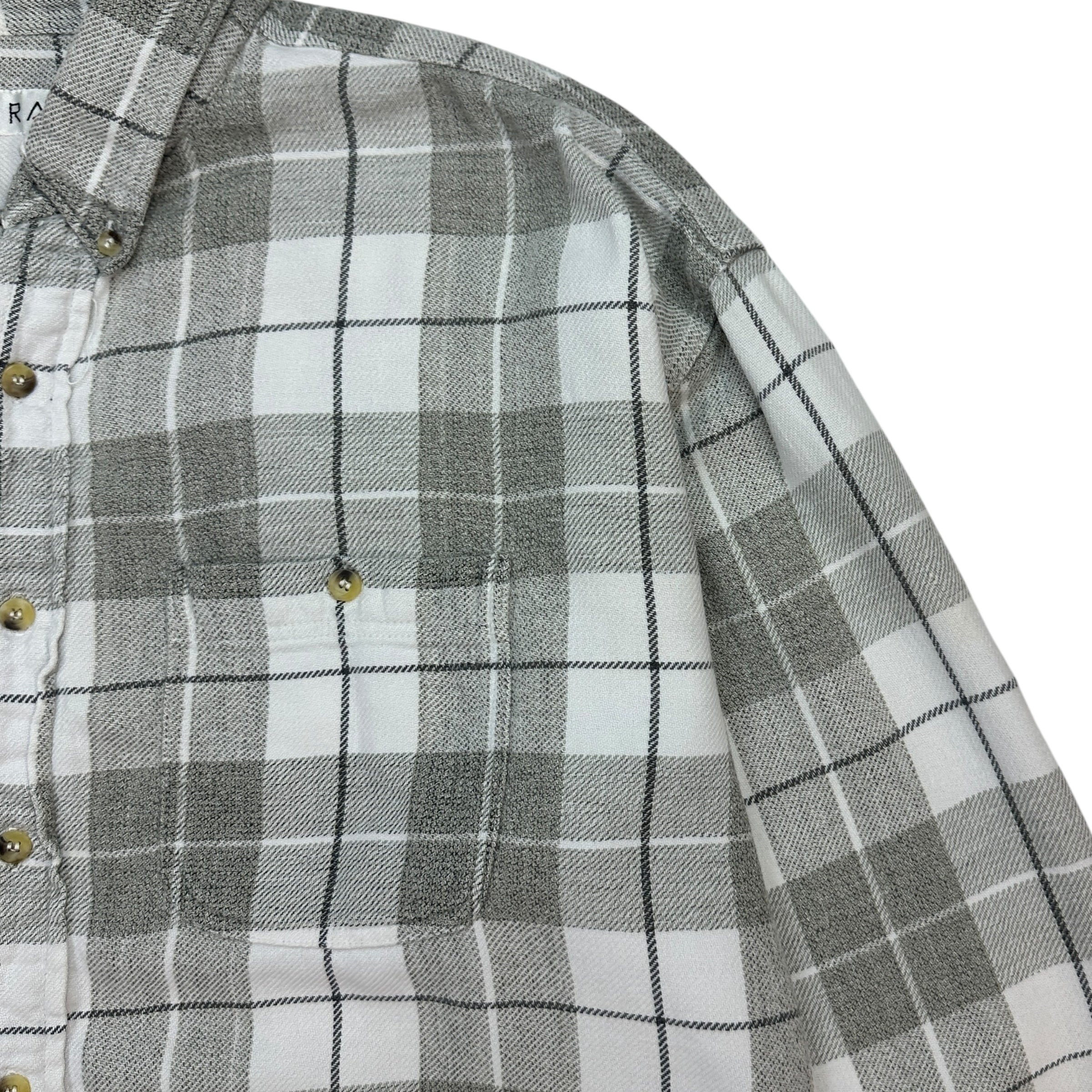Vintage Plaid Button Up Shirt Grey/White