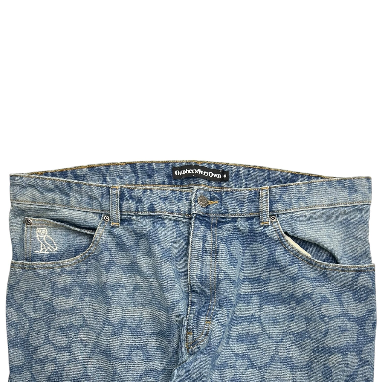 OVO Leopard Washed Print Denim Jeans