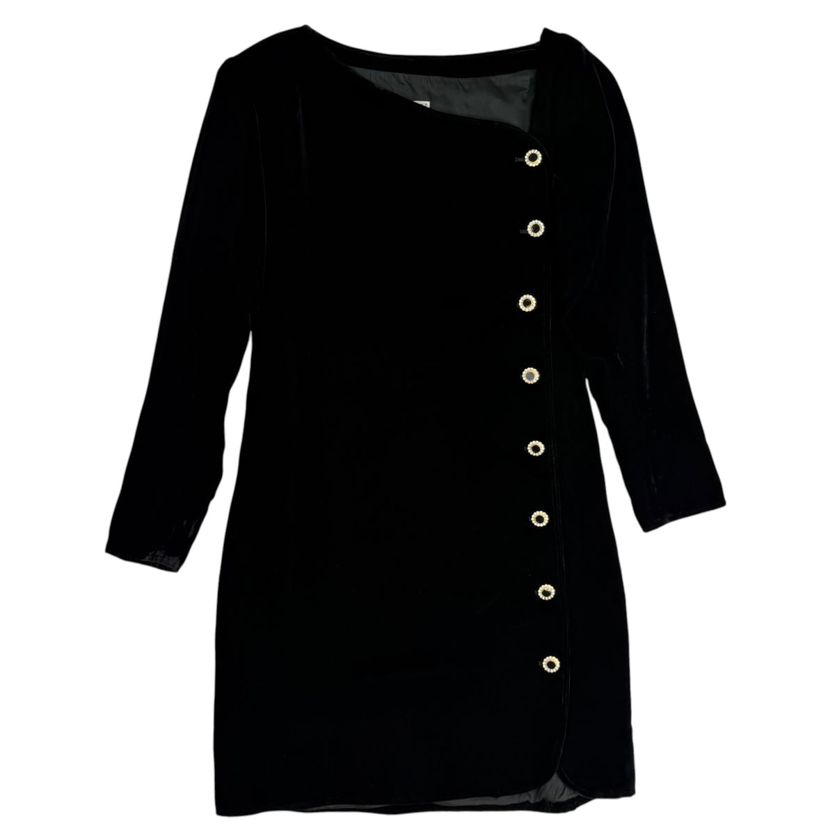 (W) 1980's Saint Laurent Rive Gauche Velvet Cocktail Dress Black