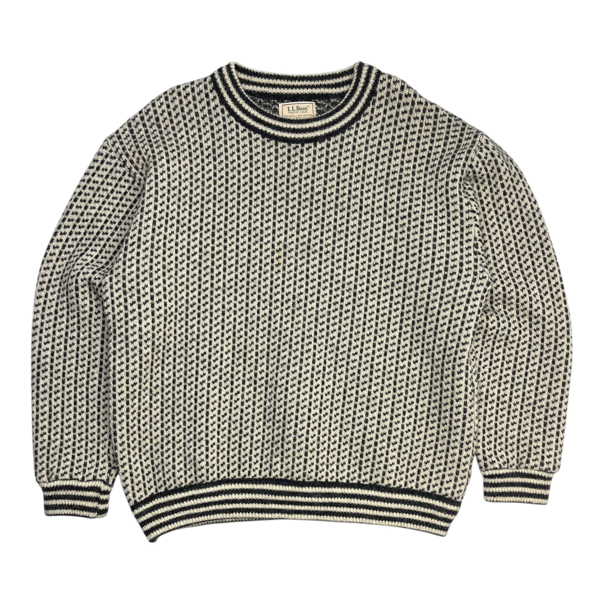 Vintage LL Bean Birds Eye Pattern Wool Knit