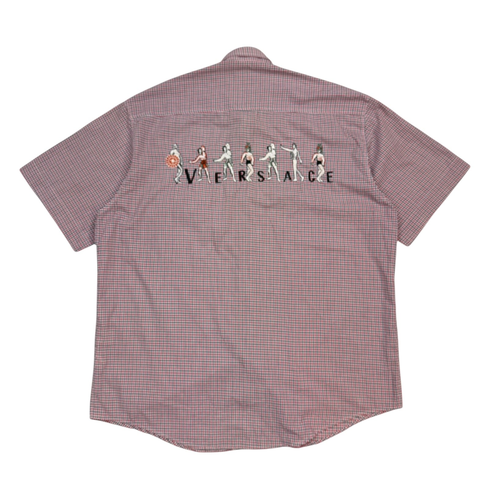 Vintage Versace Jeans Couture Checkered Button Up Shirt Red
