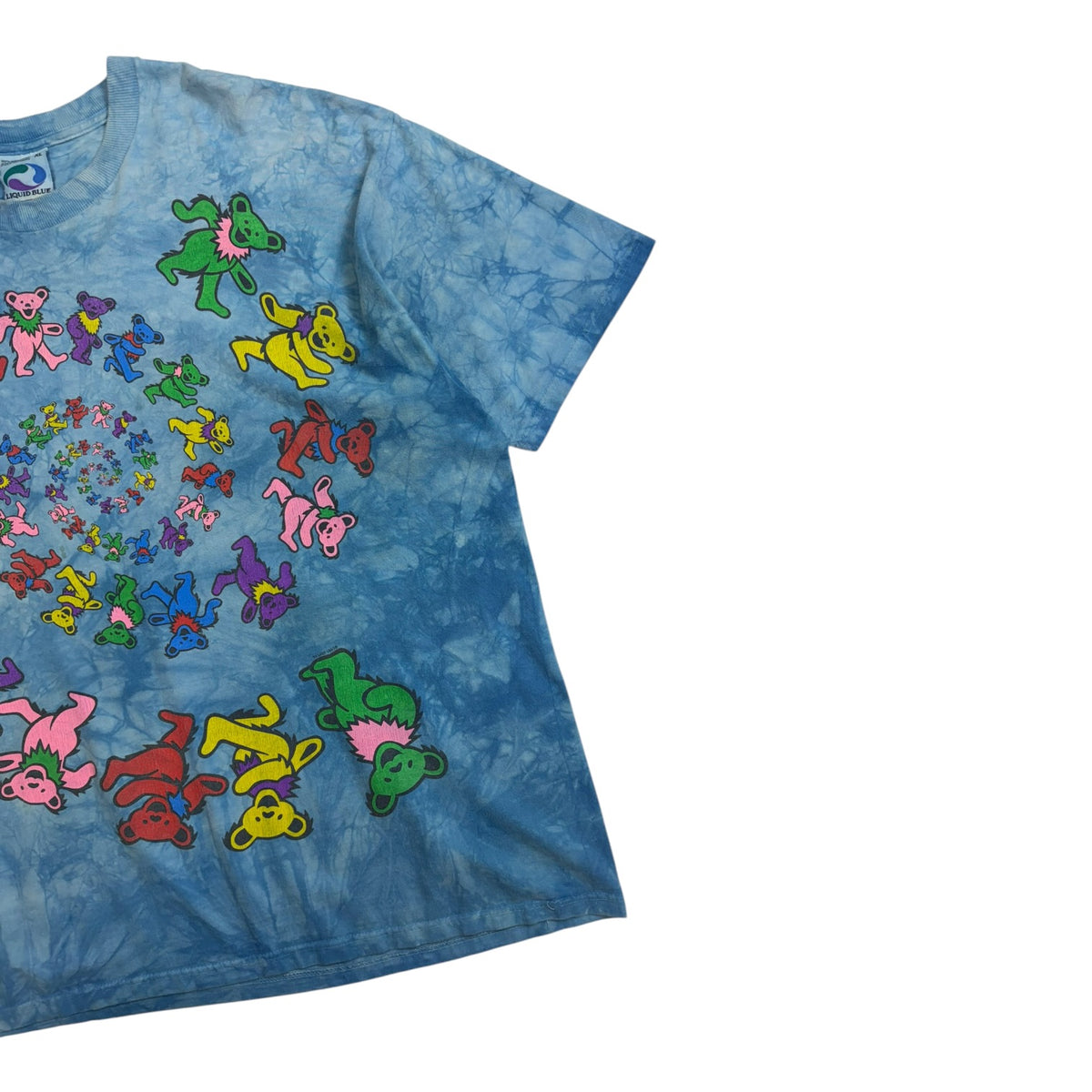 Vintage 1995 Grateful Dead Spiral Bear Liquid Blue Tie Dye T-Shirt