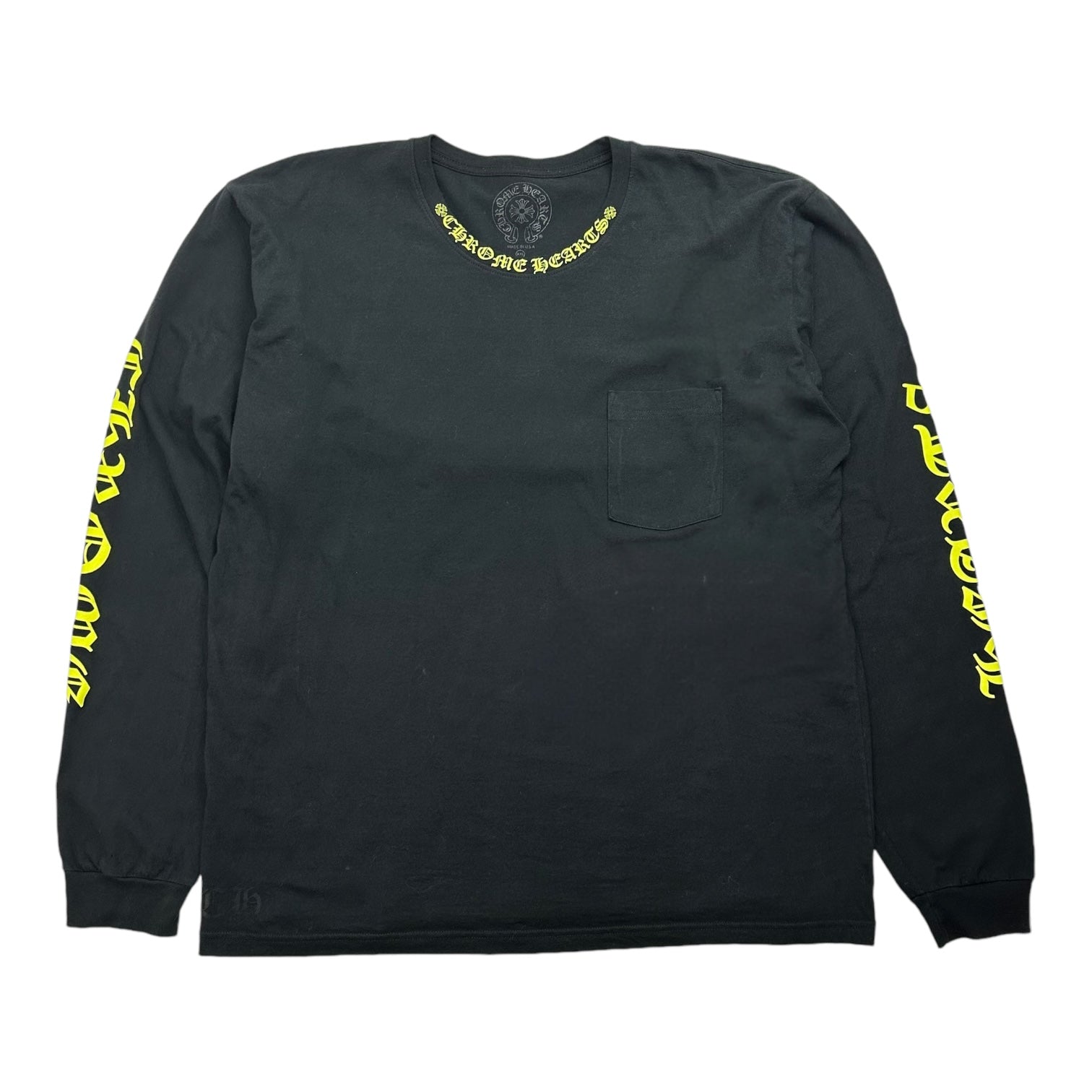 Chrome Hearts Acid Yellow Logo Collar Longsleeve Tee