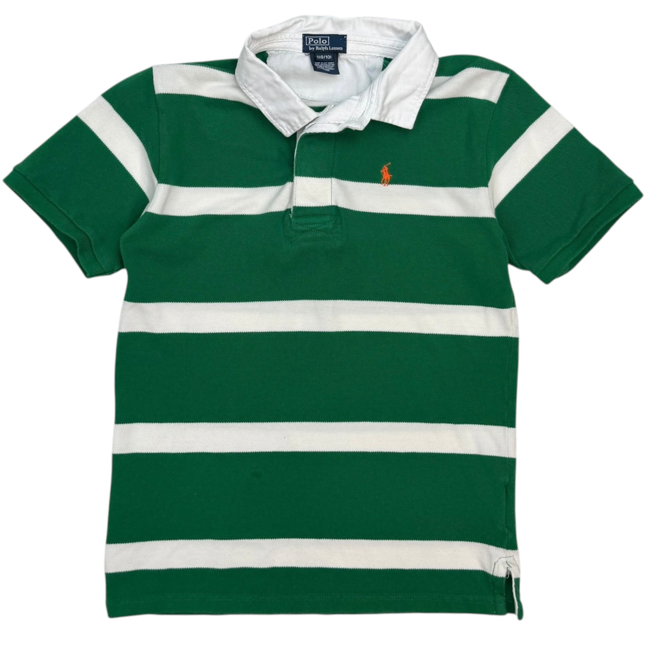(W) Vintage Polo Ralph Lauren Striped Polo Green/White