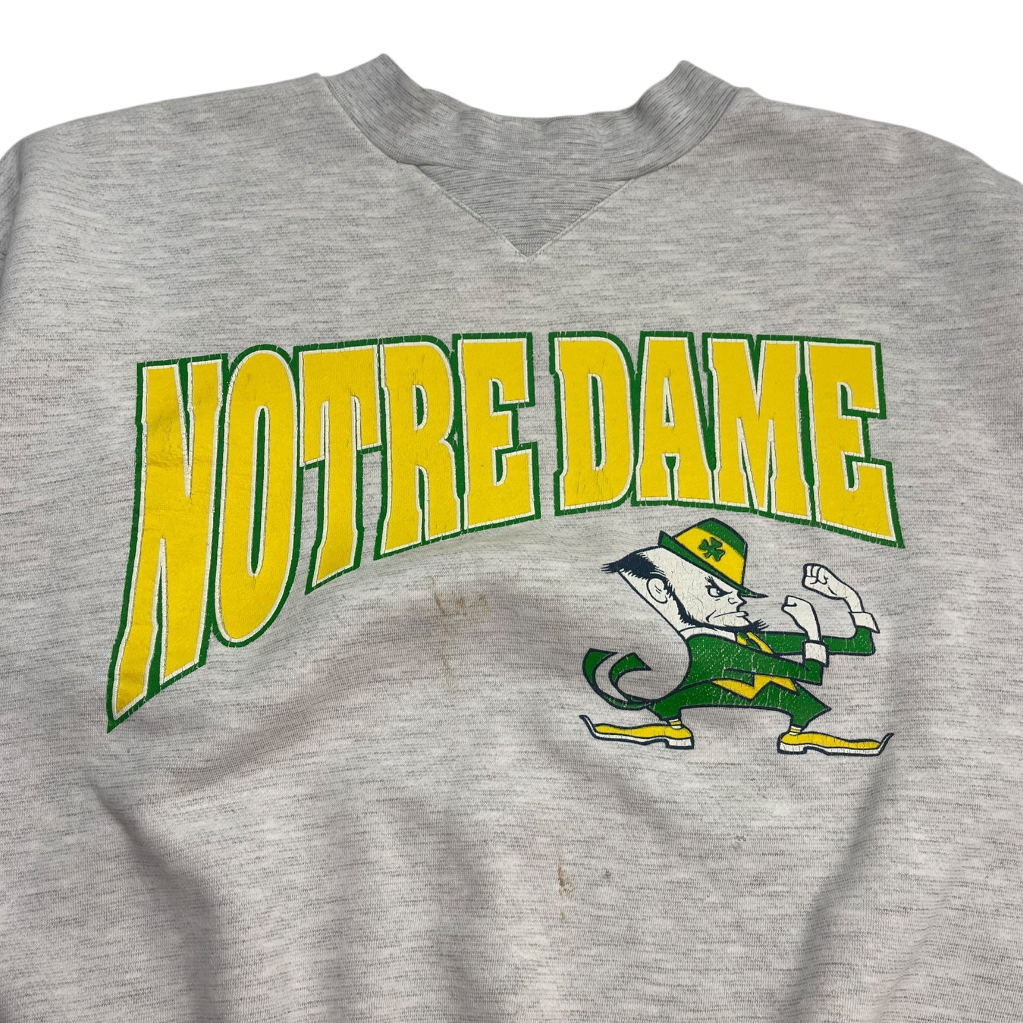 Vintage Notre Dame Fighting Irish Crewneck Sweatshirt Light Oatmeal