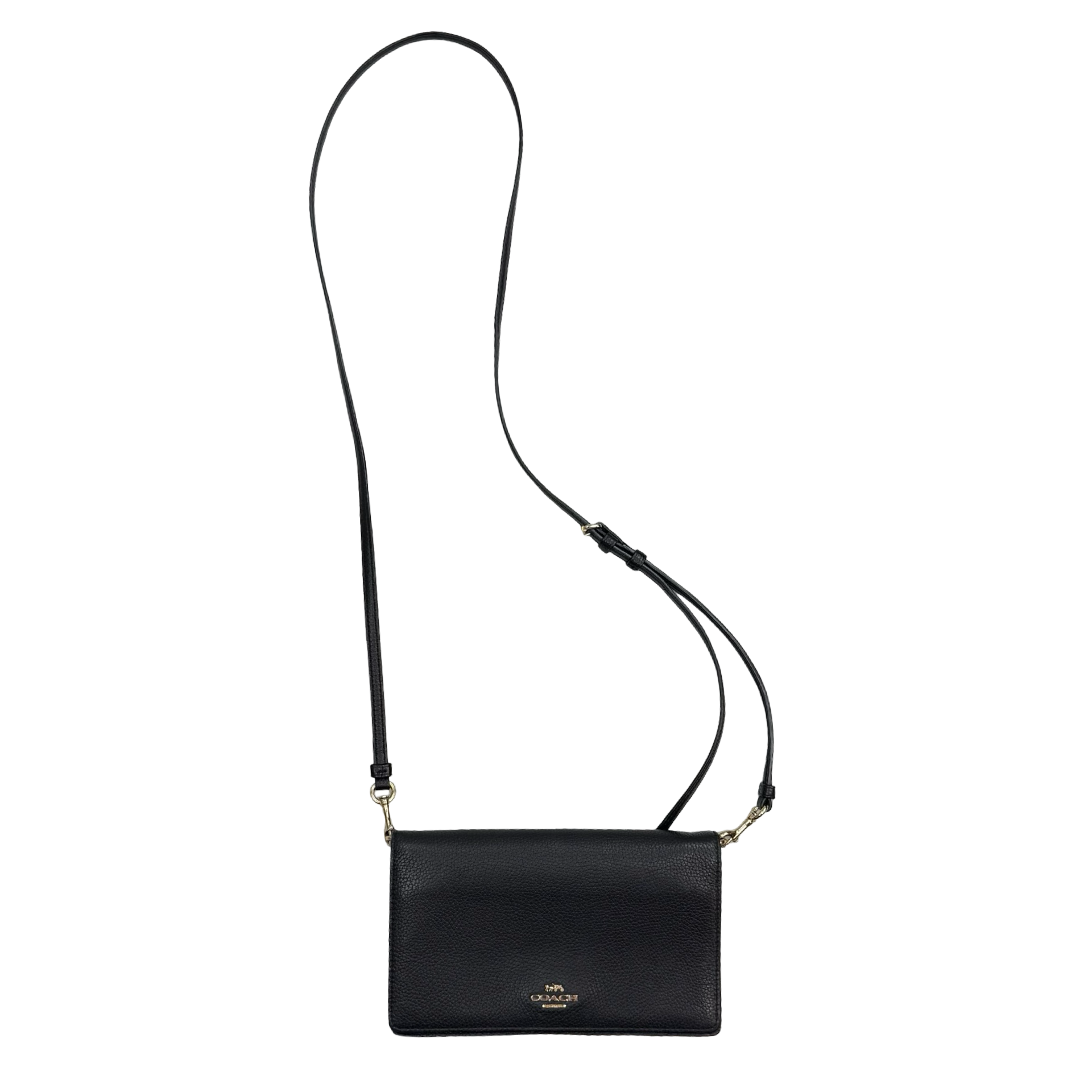 (W) Coach Anna Fold Over Crossbody Clutch Black