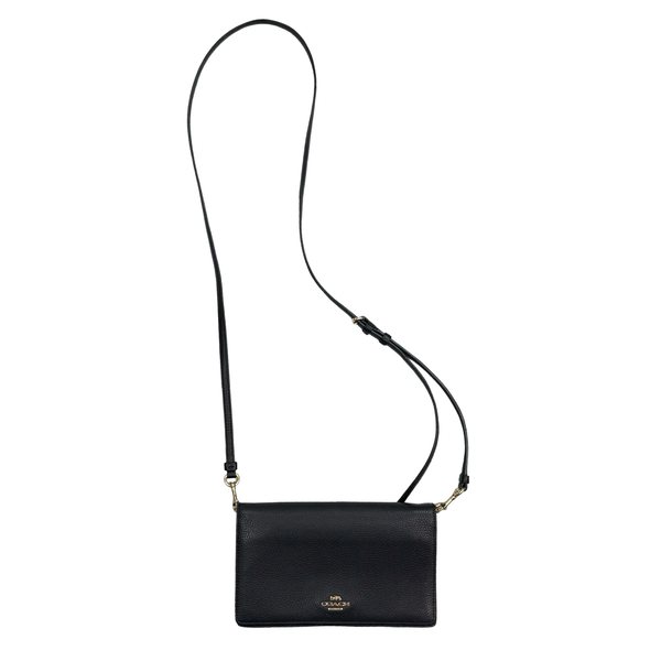 (W) Coach Anna Fold Over Crossbody Clutch Black