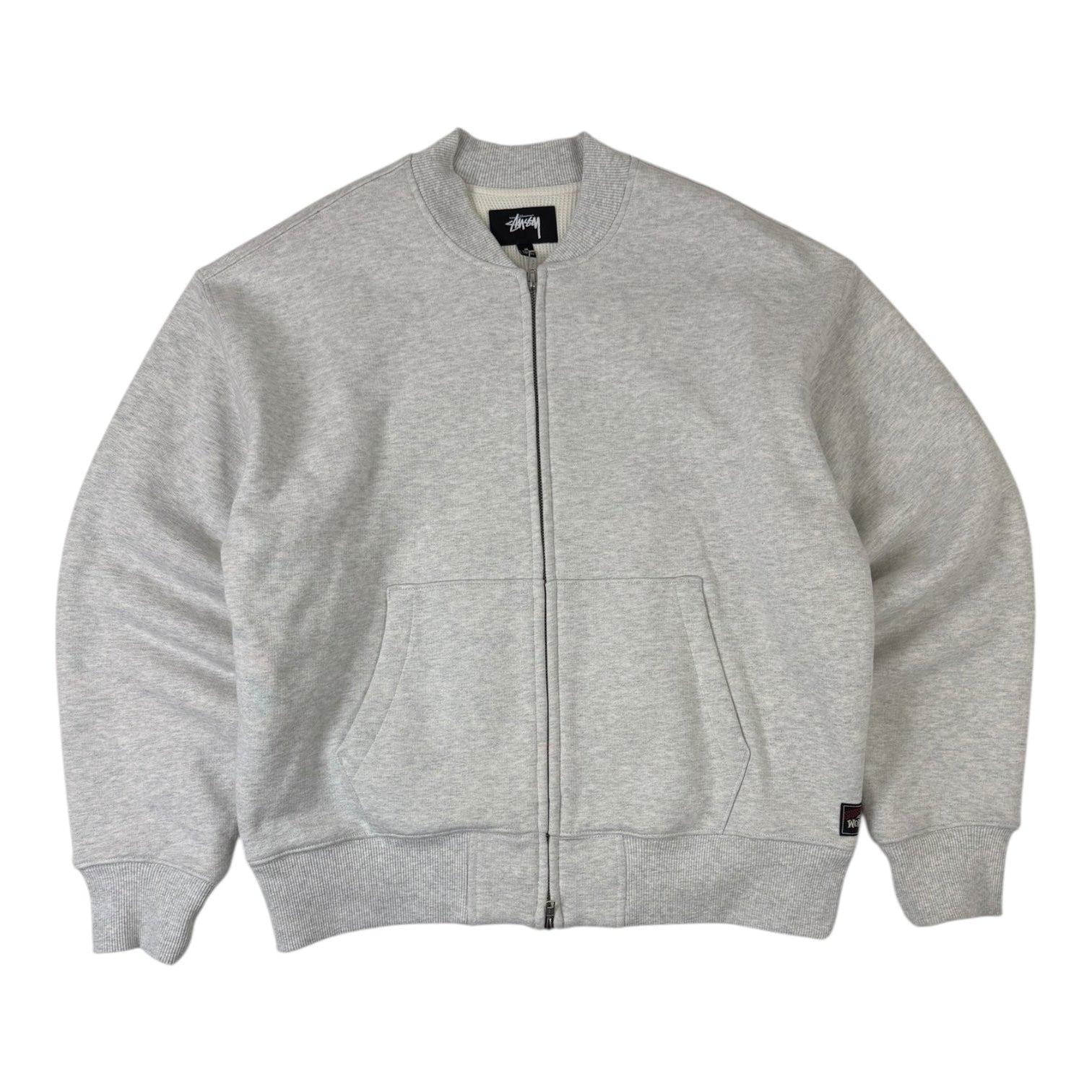 Stussy Thermal Lined Fleece Bomber Jacket Ash Heather