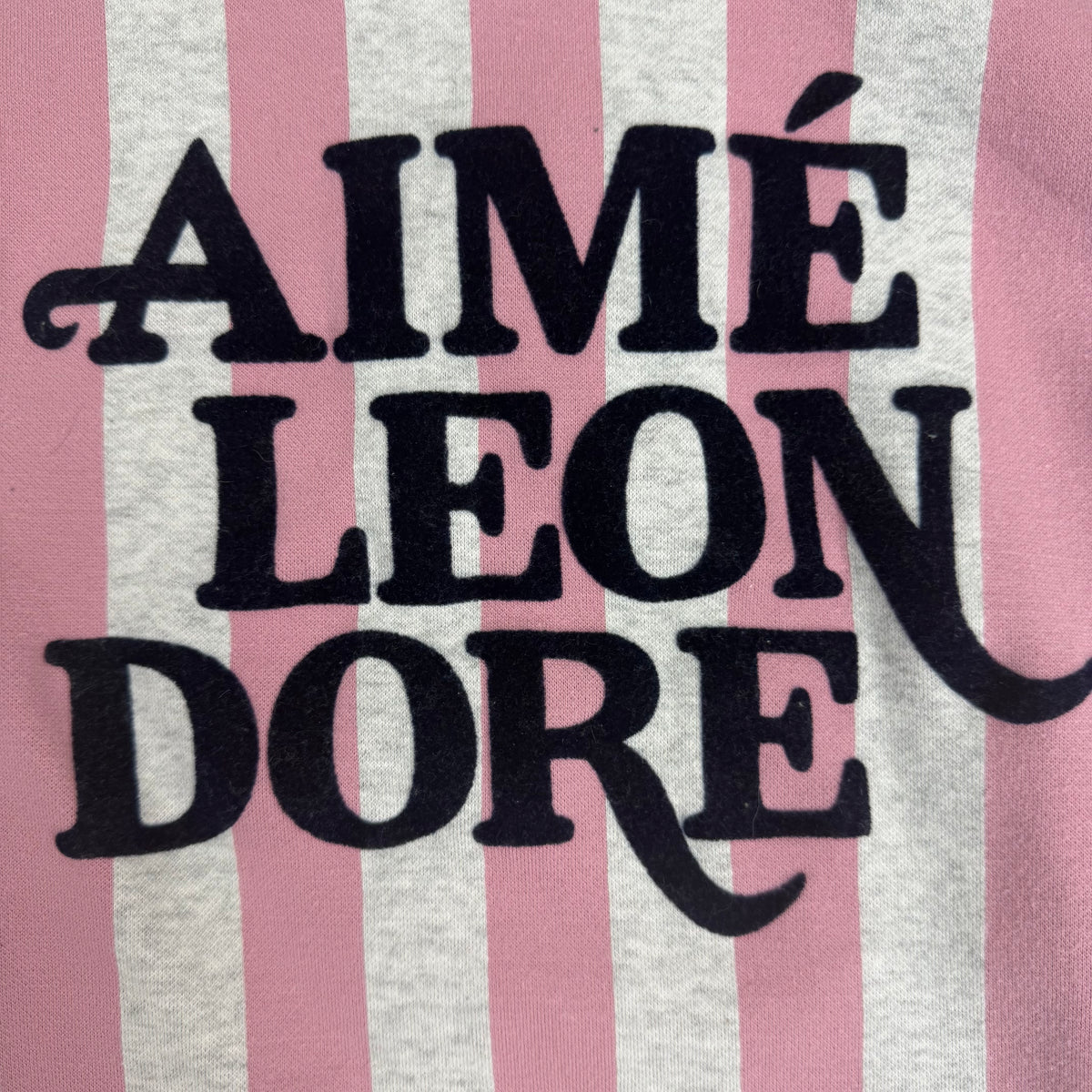 Aimé Leon Dore Flock Print LS Striped Polo Pink White