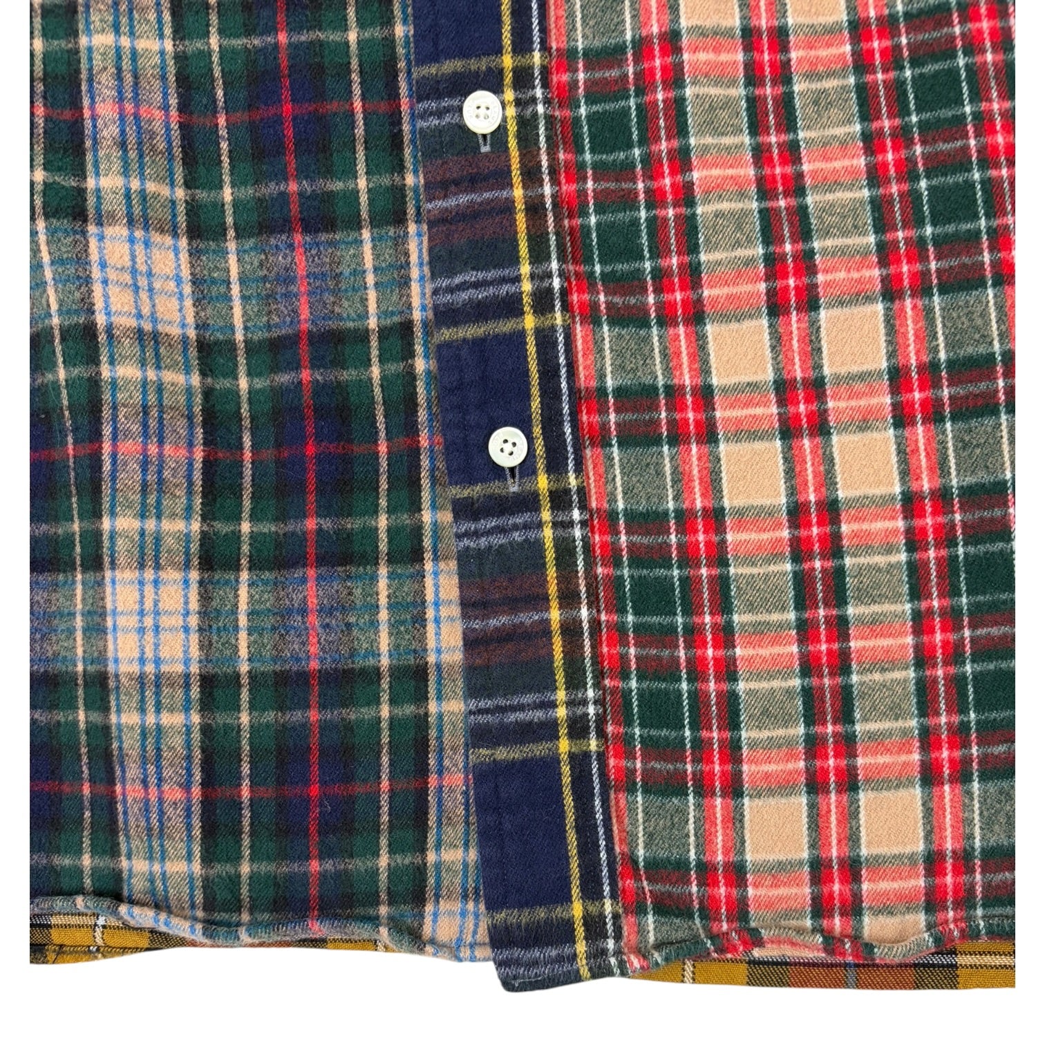 BEAMS PLUS Patchwork Flannel Button Up Shirt