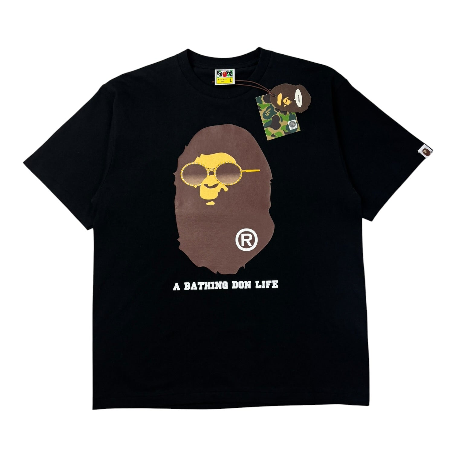 BAPE “A Bathing Don Life” Ape Head Sunglasses Tee Black